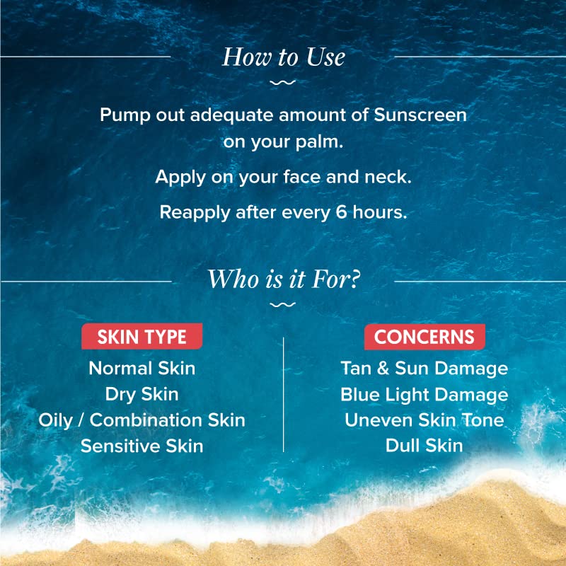 Aqualogica Detan+ Dewy Face Sunscreen with SPF 50+ & PA++++ | Blue Light Protection & No White Cast | Fights Sun Damage with Che