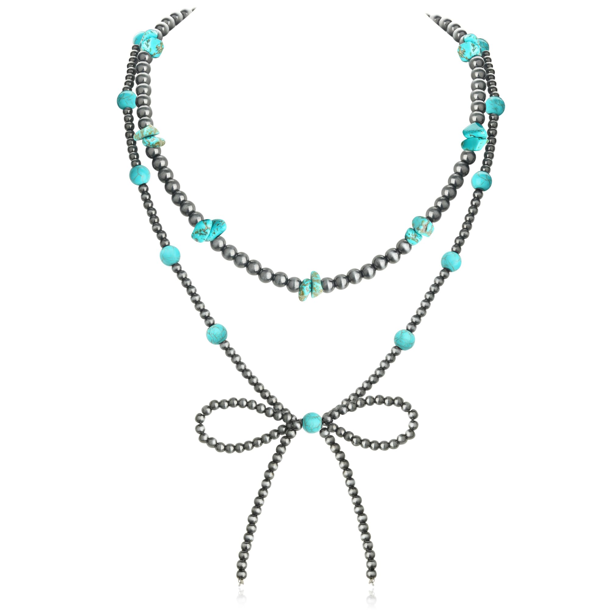 Navajo Pearl Bow Necklace Western Jewelry for Women Cowgirl Turquoise Necklaces Jewelry (15)