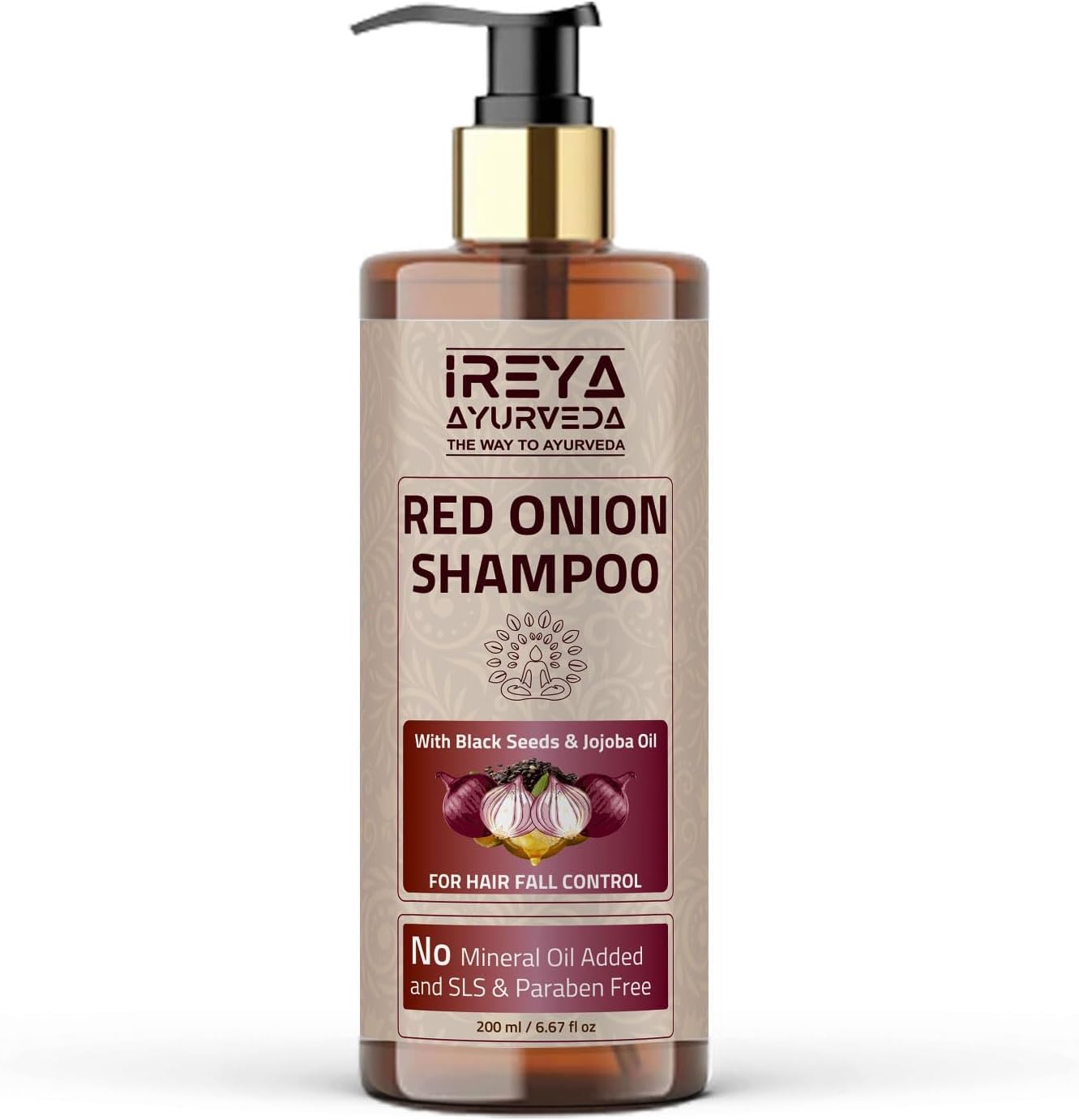 Red Onion Shampoo for Hair Growth with Black Seed Oil, Onion Extract & Jojoba Oil (200ml/6.76oz)