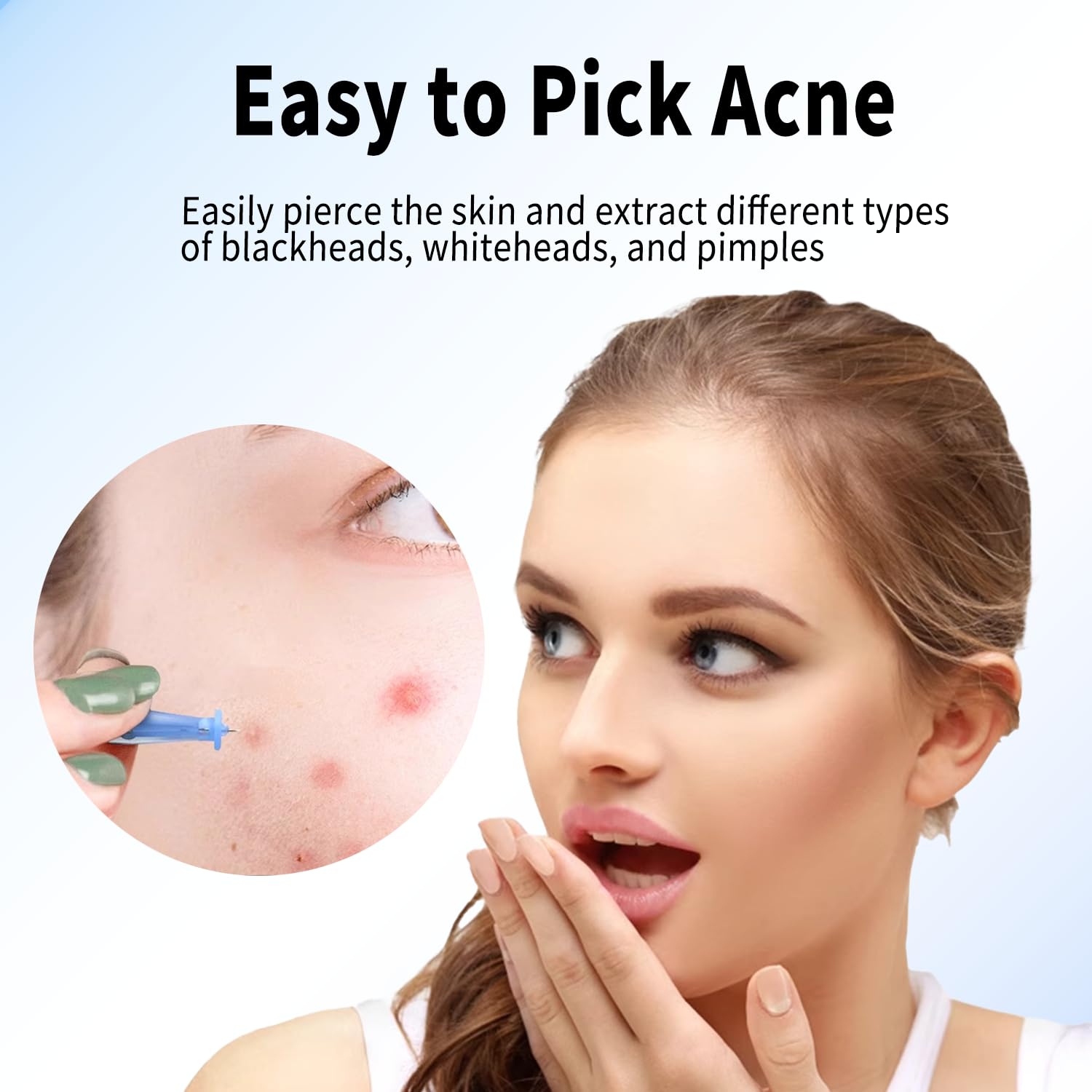 50 Pack Disposable Blackhead Remover Needles & Pimple Popper Tool Kit - Professional Acne Extractor Lancets for Whitehead, Comed
