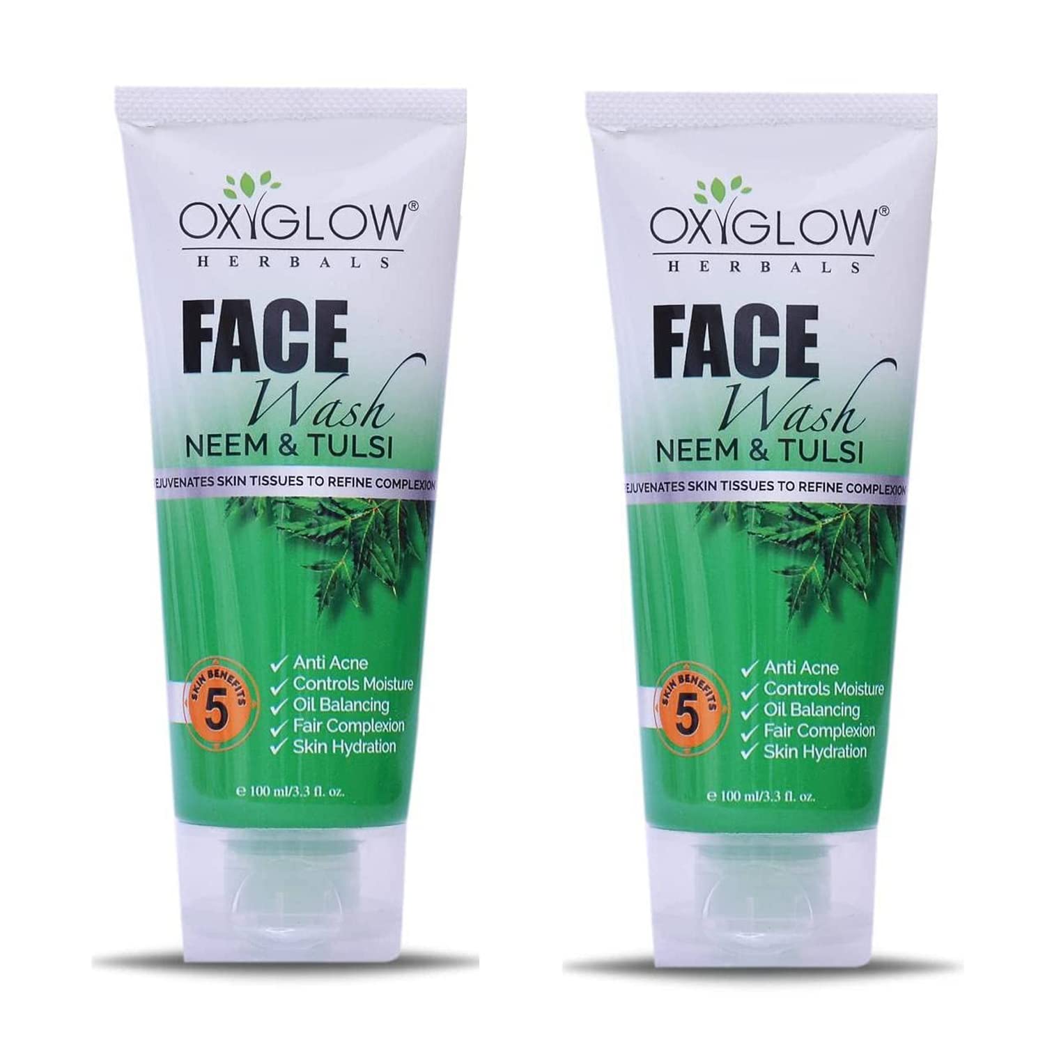 Oxyglow Herbals Neem Tulsi Face Wash100G |For Acne Prone Skin| Controls Oil, Cleanses & Prevents Pimples|Anti Acne|Control Mois