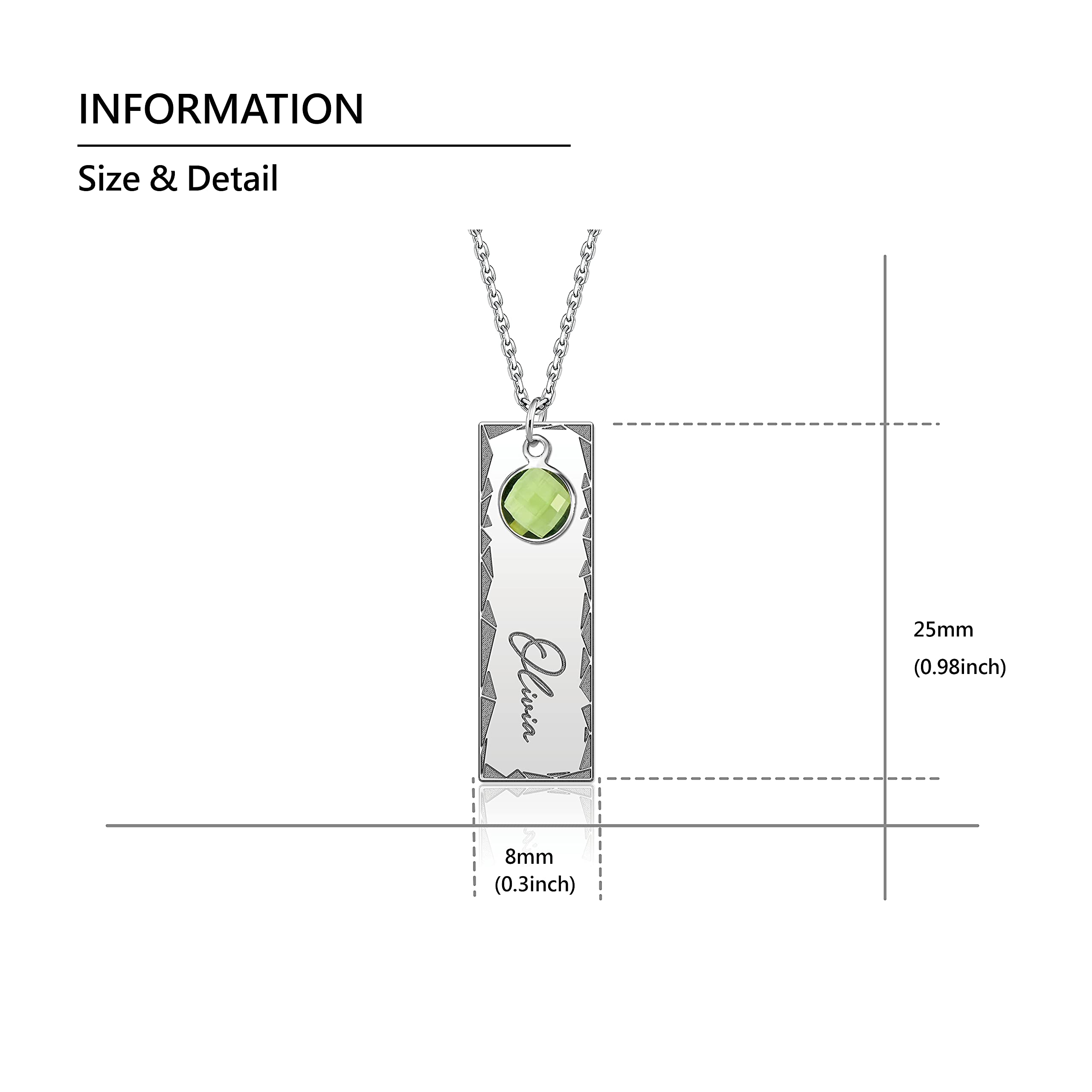 CoolJewelry Personalized bar Necklace for Women Custom Bar Necklace Engraved Bar Pendant Neckalce Customizable Your Name Bar Nec