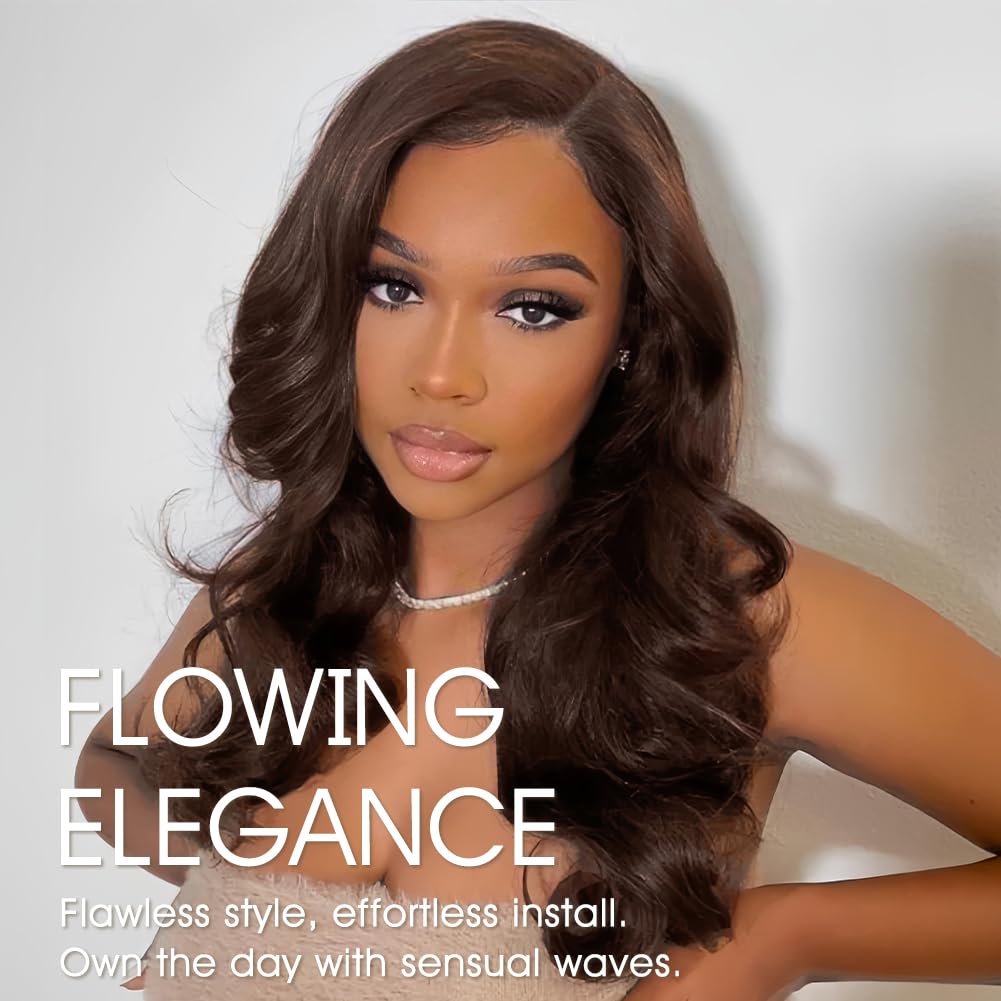 Wavymy Chocolate Brown Wear And Go Glueless Wigs Human Hair Pre Cut Pre Plucked Body Wavy Hd Lace Closure Wigs Human Hair Upgrad