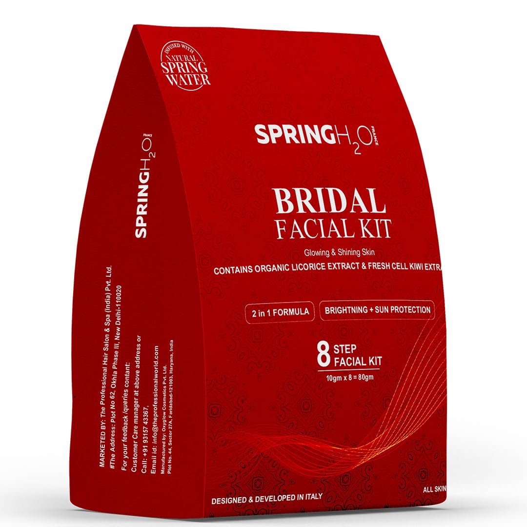 Spring H2O Bridal Facial Kit 8 Step With Organic Licorice & Fresh Kiwi Extract For Skin Brightening, Pigmentation Removal & Inst