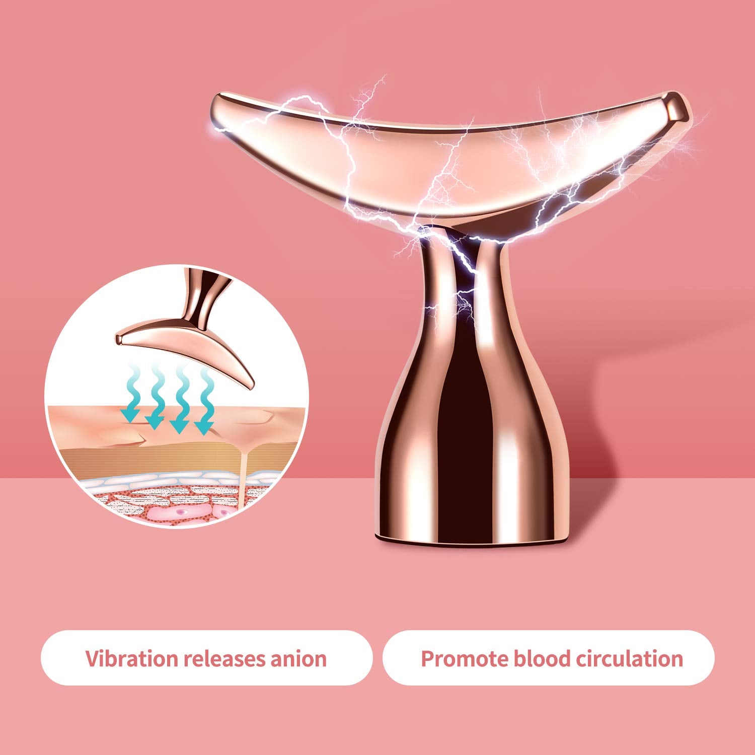 2-IN-1 Electric Face Massager Roller 24k Rose Gold Face Roller, 3D Roller and Unique Crescent Shape Facial Roller Massager Kit A