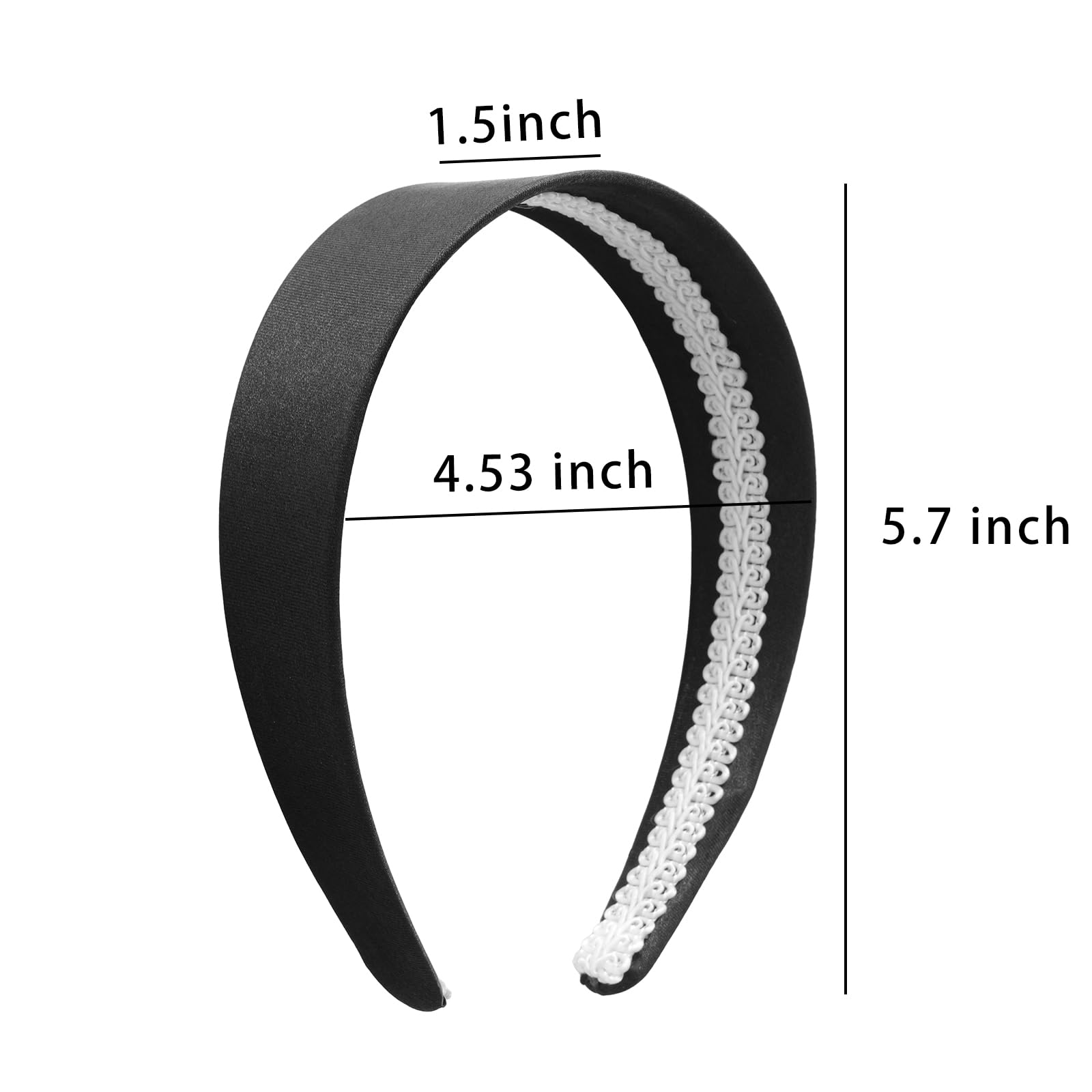 Loucent Smooth Satin Headband - Luxurious 2'' Wide No-Slip Headband For Women Black