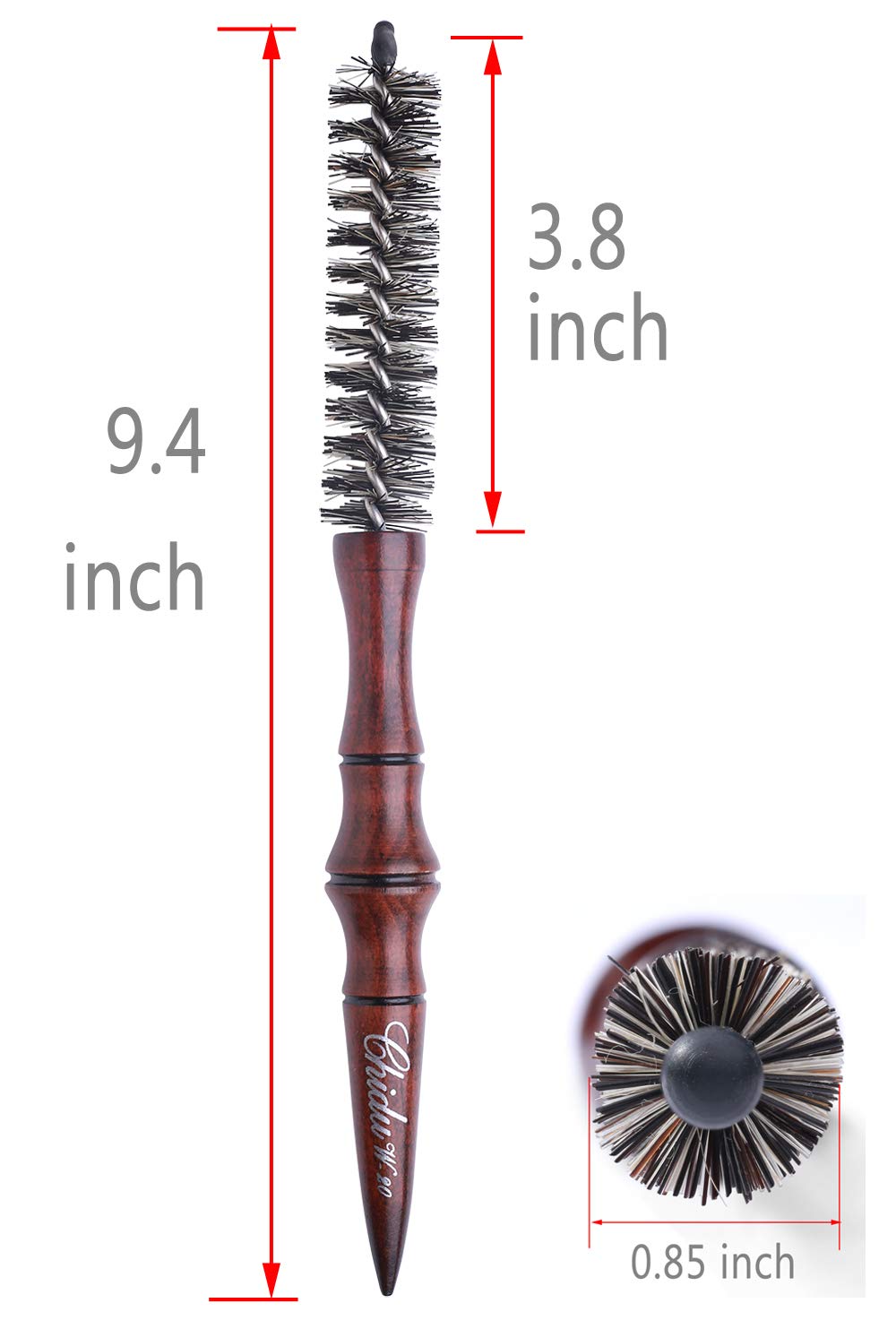 Perfehair Mini Boar Bristle Round Brush For Short Hair, Small Round Barrel Brush For Blow Drying-0.85 Inch Diameter