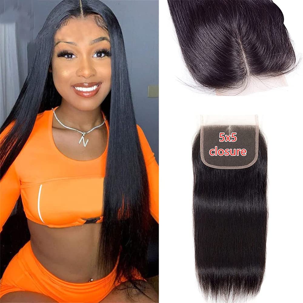 5X5 Hd Lace Closure Brazilian Straight Virgin Human Hair Transparent 5X5 Lace Front Closure Closure Pre Pluck With Baby Hair For