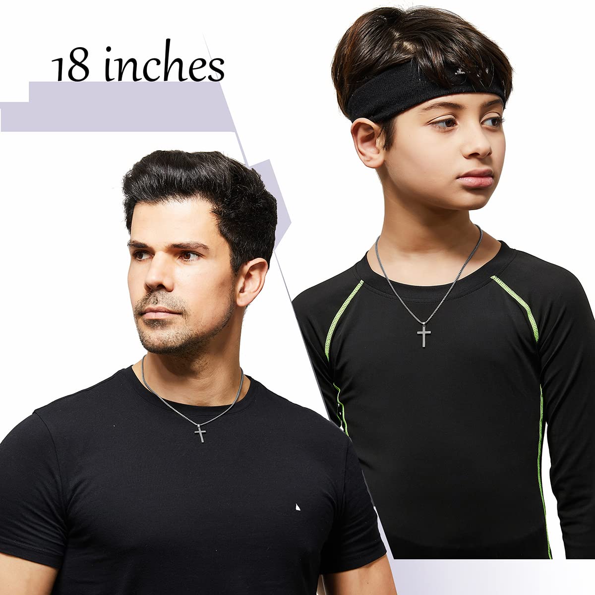 Stainless Steel Cross Necklace for men,Silver Cross Necklace for boys kids tiny Small Cross Pendant Necklace 18 inches Simple Je