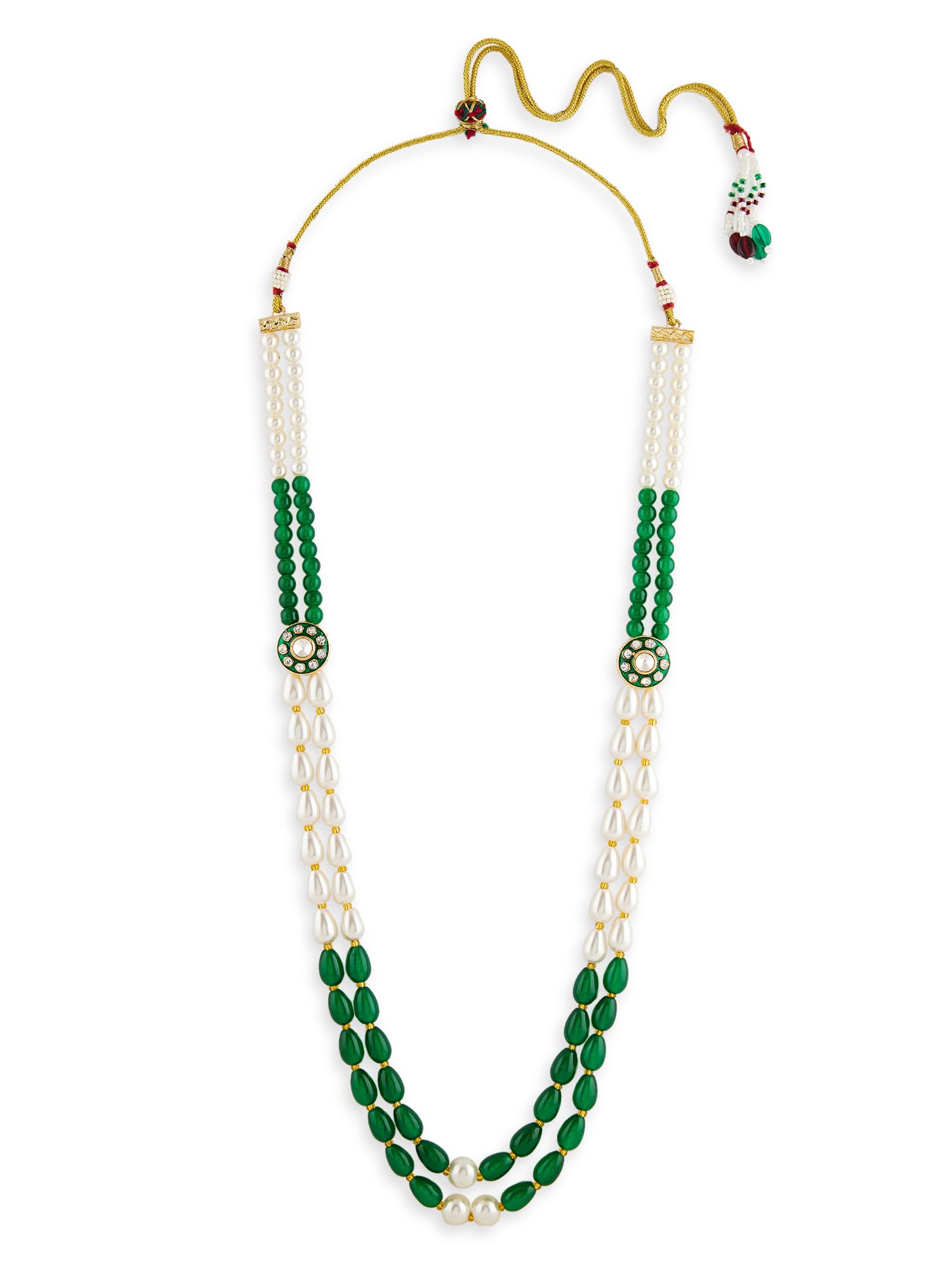 Zaveri Pearls Green Meenakari Beaded Traditional Layer Necklace For WomenZpfk19063