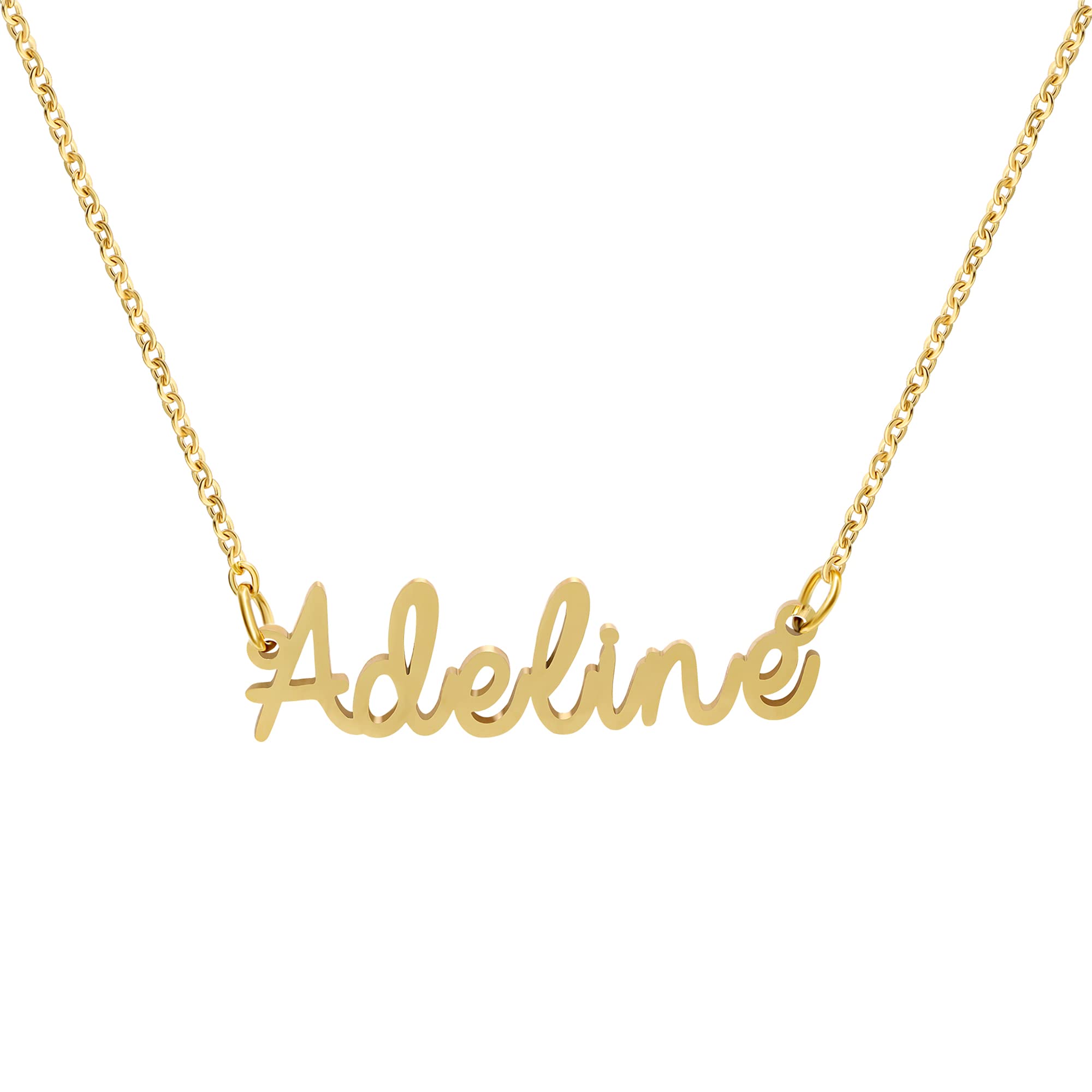 Yiyang Name Necklace Personalized 18K Gold Plated Stainless Steel Pendant Jewelry Birthday Gift for Adeline