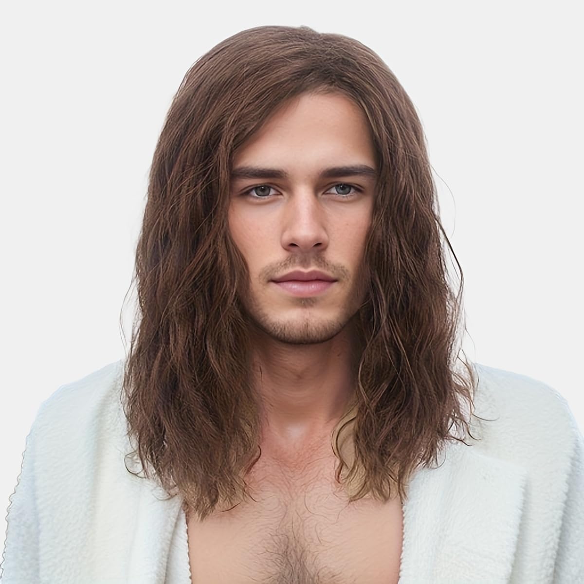 REEWES Mens Wig Long Men Wigs Wig Curly Wave Layered Hair with Cap Flame Redartant Synthetic Hair Wig Natural Hair Wig for Male 