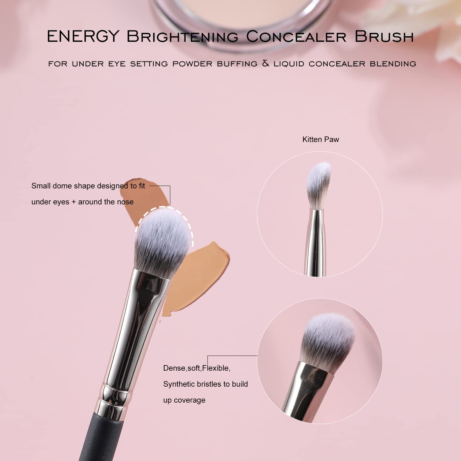 ENERGY Concealer Brush Under Eye Flat Brightening Brush for Eye Cream Concealer Setting Powders Covers Blemishes Imperfections P