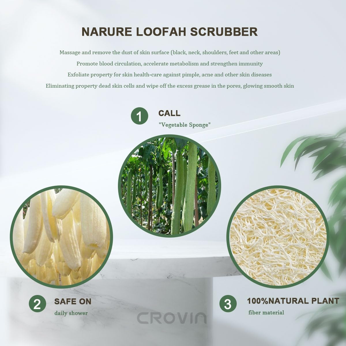 Crovin Natural Loofah Exfoliating Body Scrubber, Made With Natural Shower Loofah Sponge For Men And Womens Spa (Pack Of 4)