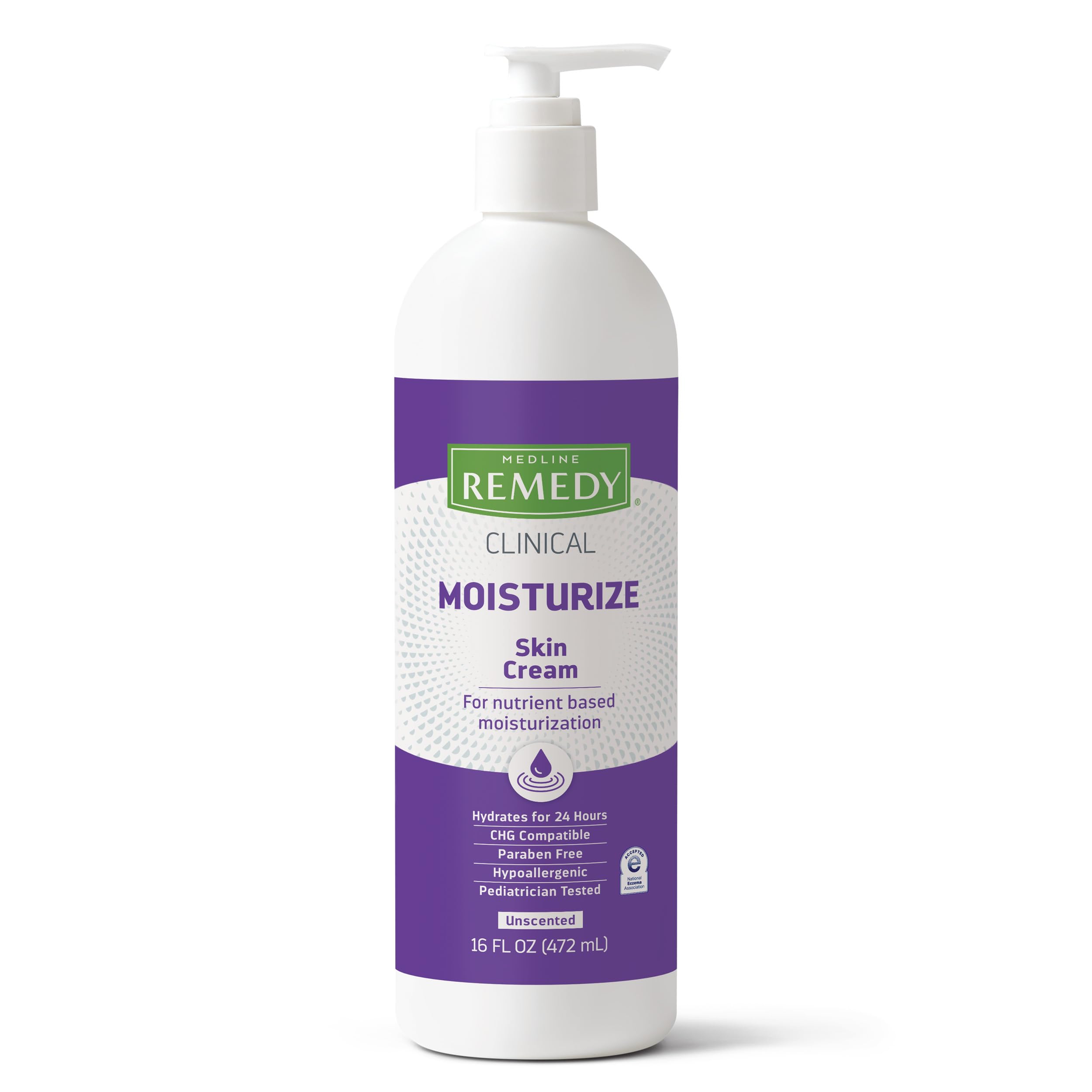 Medline Remedy Clinical Skin Cream Moisturizer, Unscented (16 Fl Oz Pump Bottle), Nourishing For Dry Skin, Paraben & Sulfate-Fre