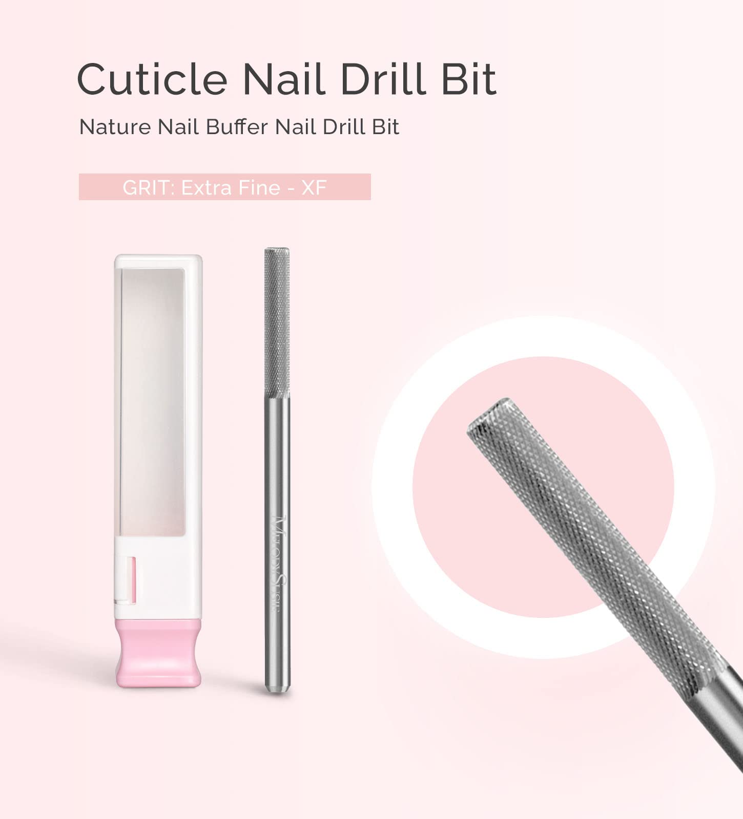 MelodySusie Nature Nail Buffer Nail Drill Bit 3/32 ' ', Professional Safety Carbide Nail Bit for Nature Nail Bed File Cuticle De