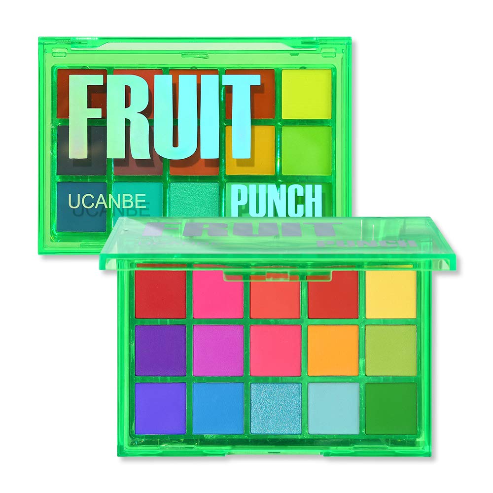 UCANBE Bright Colorful Neon Rainbow Makeup Eyeshadow Palette 15 Shades Green Purple Yellow Make Up Pallets Kit Vibrant Shimmer M