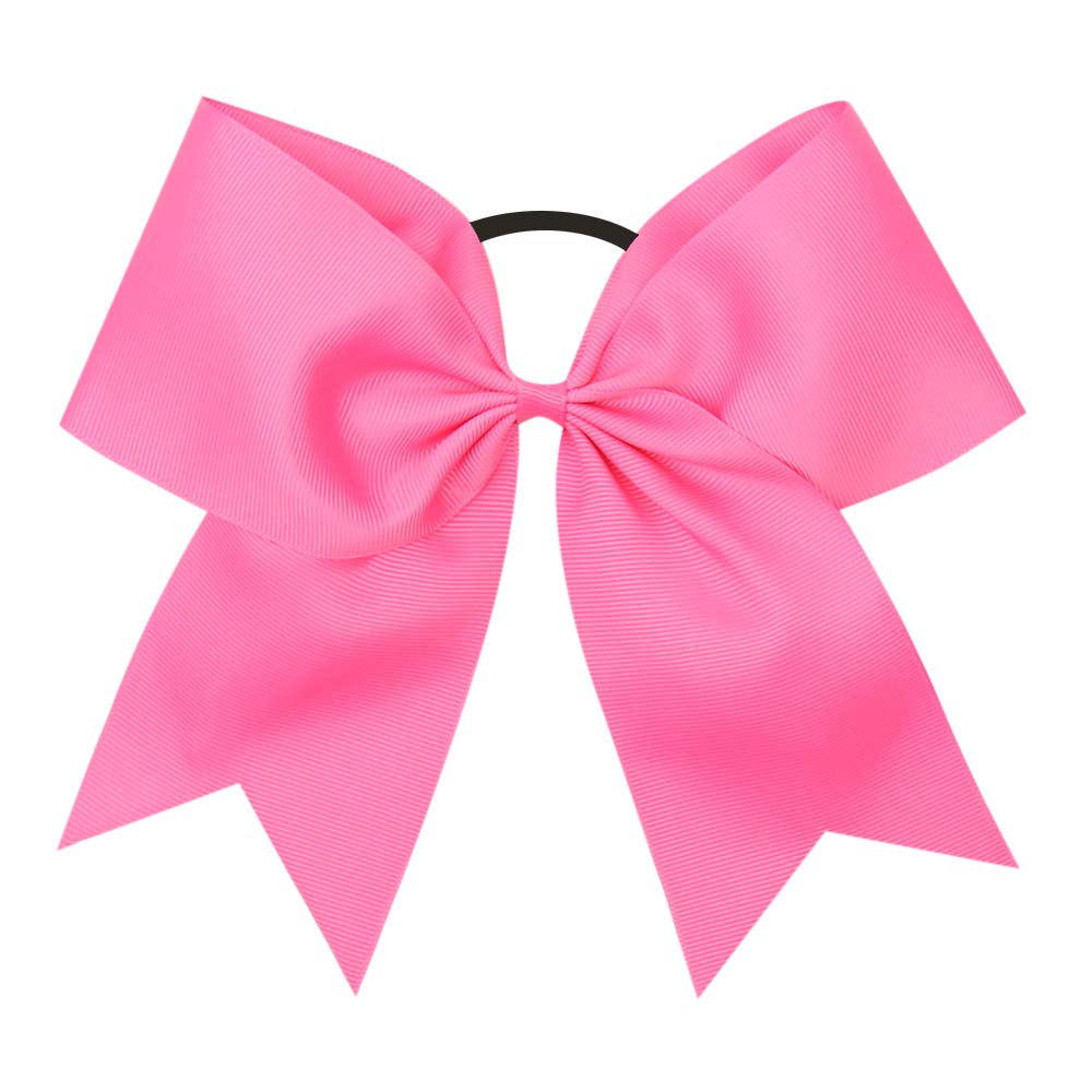 16Pcs 8 Large Cheer Hair Bows Ponytail Holder Elastic Band Handmade For Cheerleading Teen Girls College Sports (16 Pcs) (Hot Pin