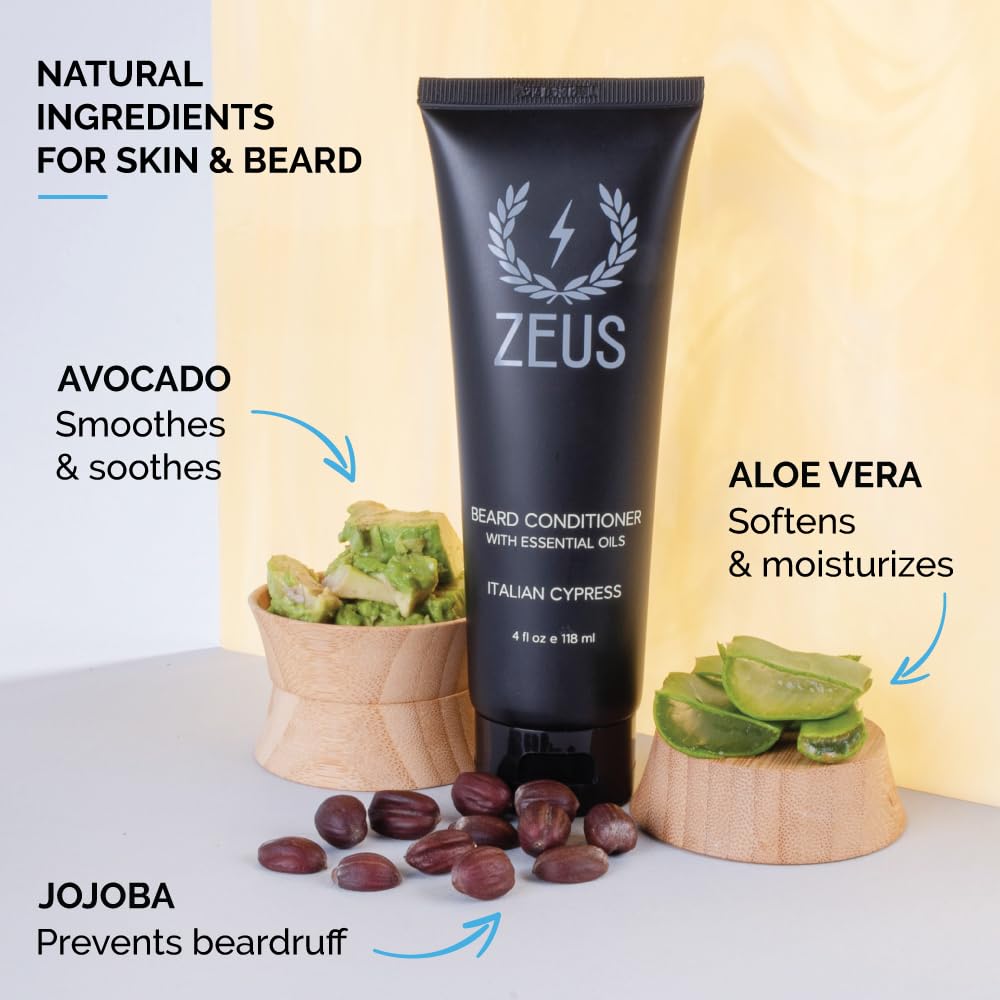 ZEUS Italian Cypress Beard Conditioner Wash with Essential Oils for Men (4 oz) MADE IN USA