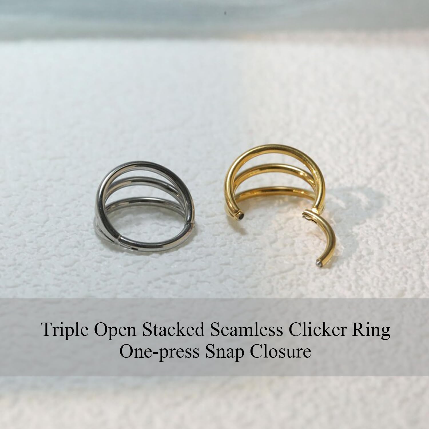 FUNLMO Septum Clicker Nose Rings Triple Double Open Stack Conch Daith Piercing Jewelry Cartilage Earring Hoop Surgical Steel Con