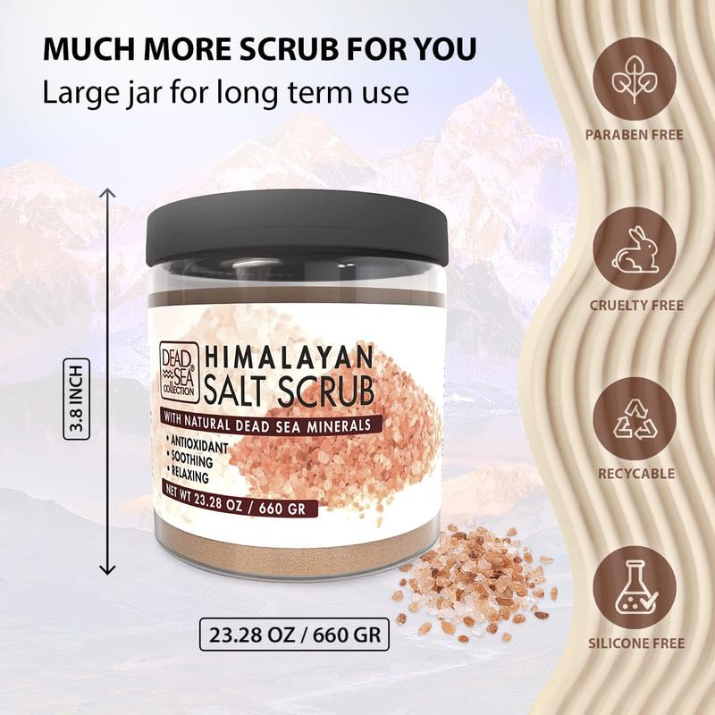 Dead Sea Collection Salt Body Scrub - Large 23.28 OZ - with Himalayan Salt, Pure Oils and Dead Sea Minerals