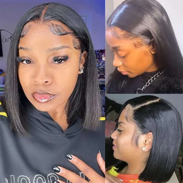 Qangelabeauty Short Bob Wig Human Hair 13X4 Frontal Bob Wigs Human Hair Pre Plucked Wigs For Black Women Bob Lace Front Wigs Hum
