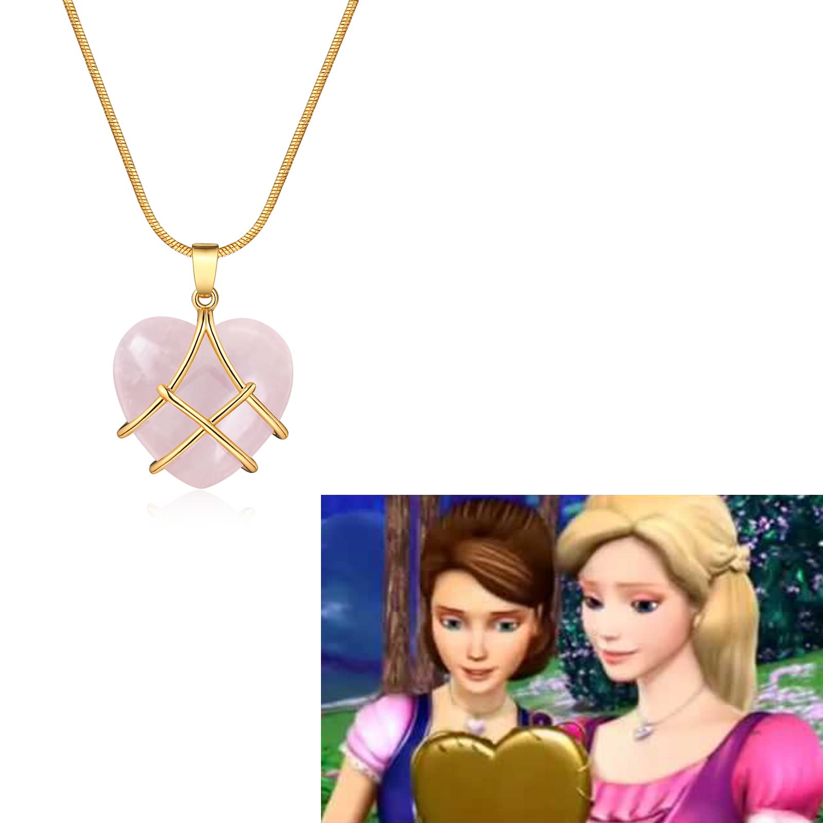IDesign Diamond Castle Rose Quartz Heart Necklace For Women Girls, Friendship Necklaces,Birthday Gift, Mother'S Day Necklace, Gi