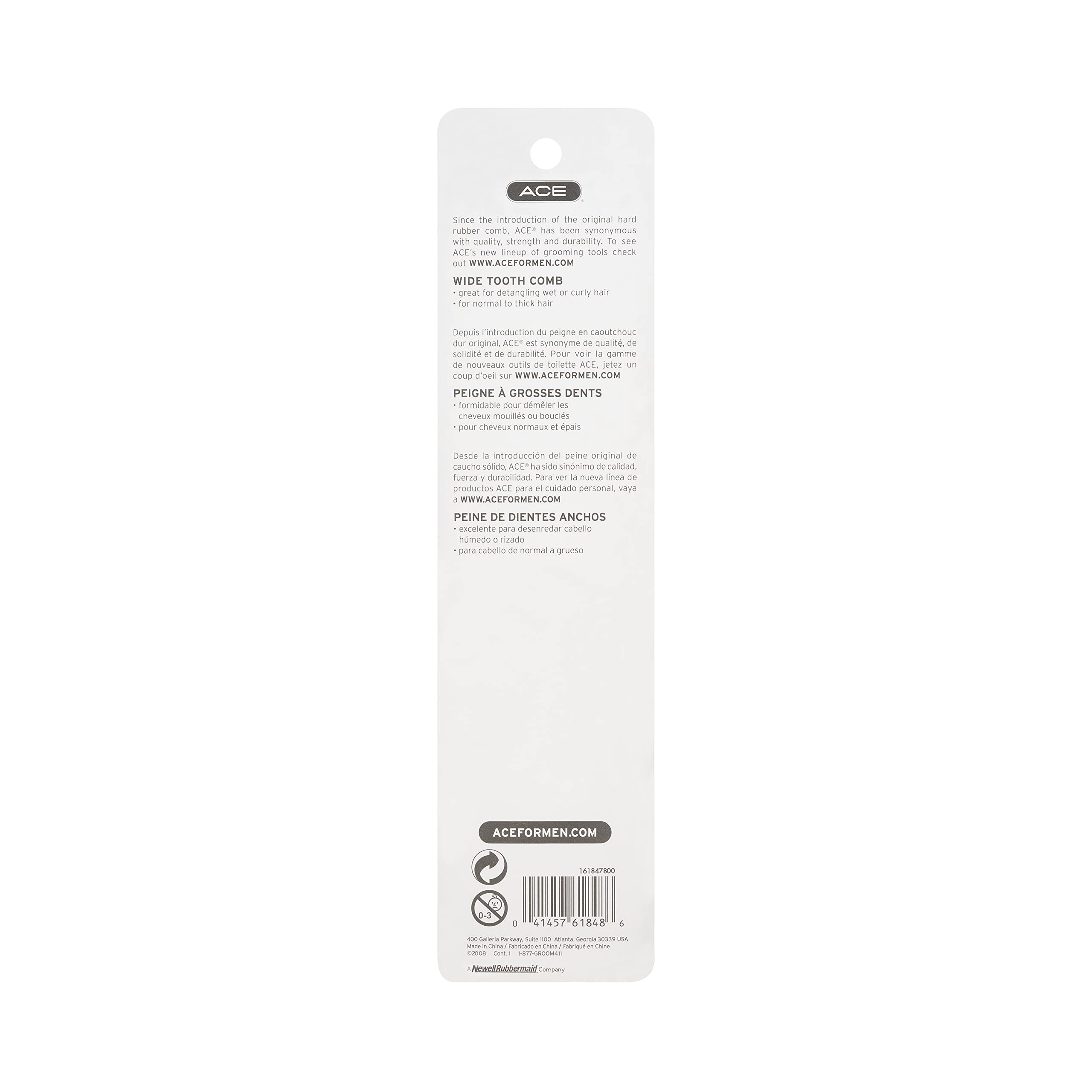 GOODY Ace Bi-function Comb, Coarse Teeth & Regular Teeth, Black, 1CT