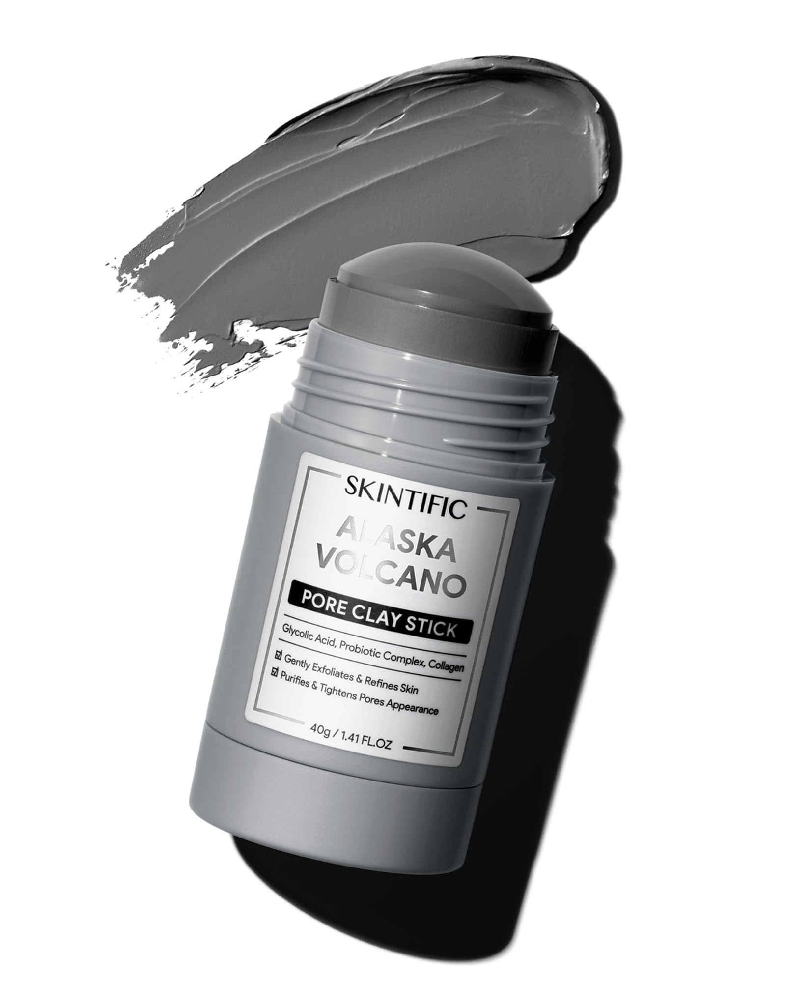 SKINTIFIC Blackhead Remover Face Mask with Alaska Volcano Clay and Charcoal, Deep Pore Cleansing Mark, Gentle Exfoliating, Smoot