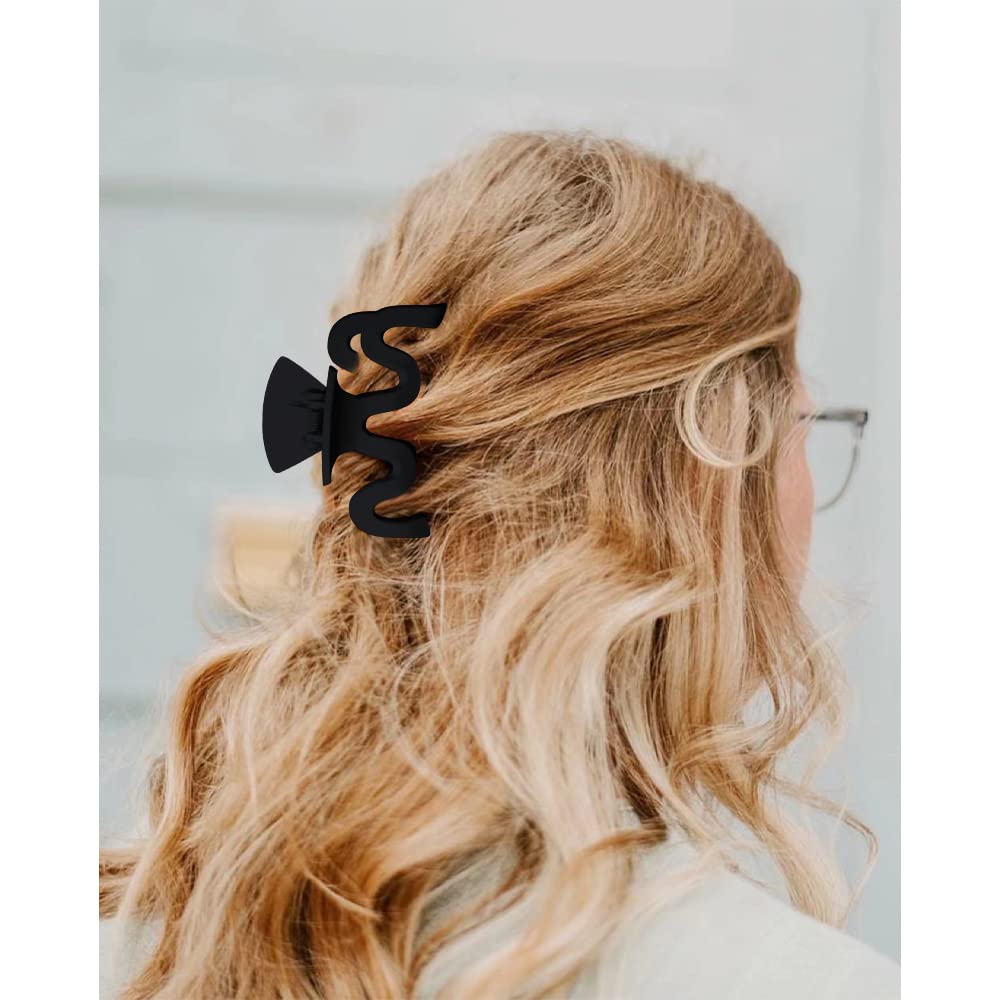 Bmobuo Hair Clips 4Pcs Wavy Neutral Hair Clips Hair Claw Clips 3.5'' Matte Hair Clips Claw Clips For Thick Hair Clips For Thin H