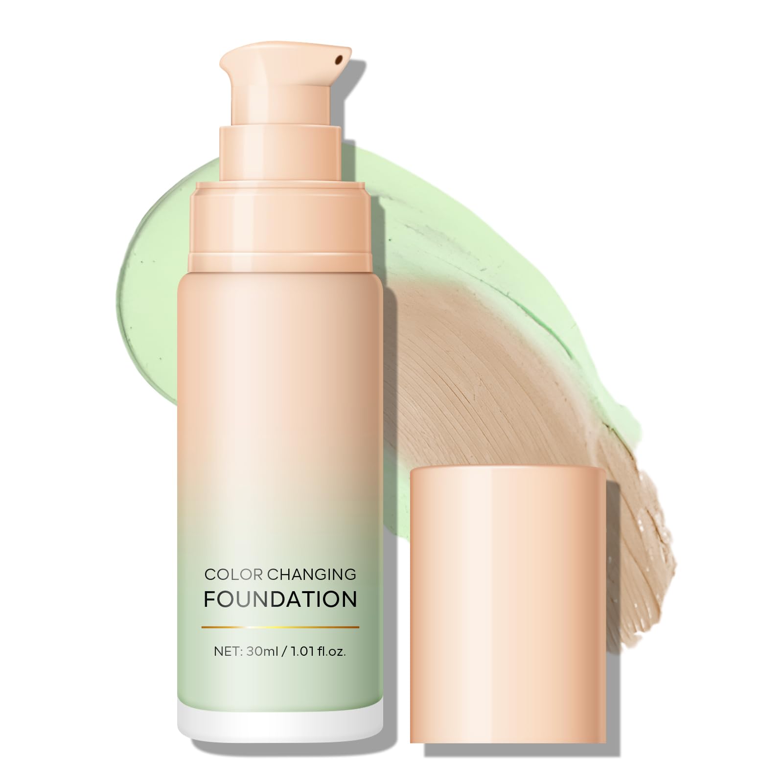 KYDA Green Color Changing Foundation, Color Correcting CC Cream with Centella, Even Red Skin Tone, Lightweight NonGreasy, Hydra