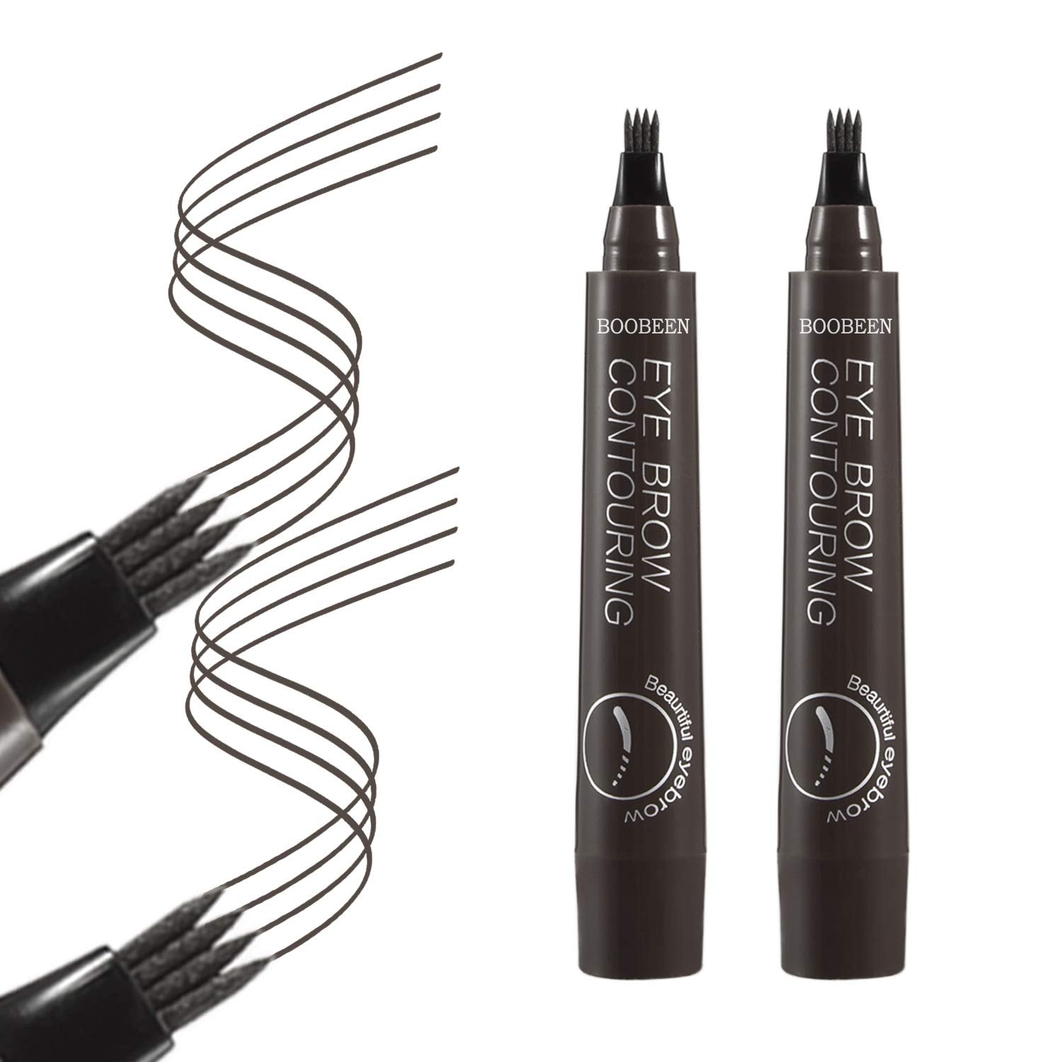 Boobeen 2Pcs Microblading Eyebrow Pencil - Waterproof Eyebrow Tattoo Pen With A Micro-Fork Tip Applicator - Creates Natural Look