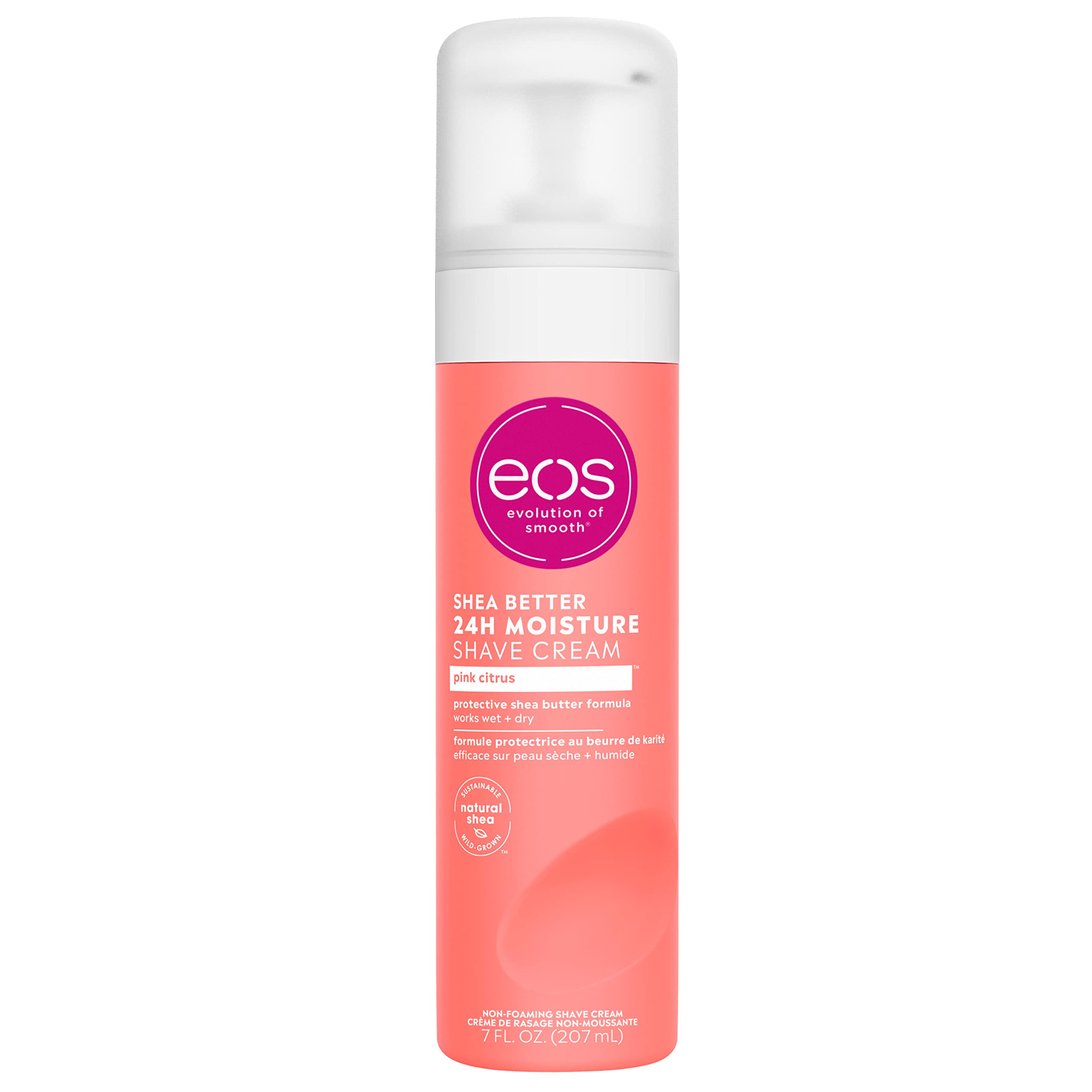 eos Shea Better Shave Cream for Women- Pink Citrus, 24-Hour Moisture, Made with Natural Shea, Doubles as an In-Shower Lotion, 7 