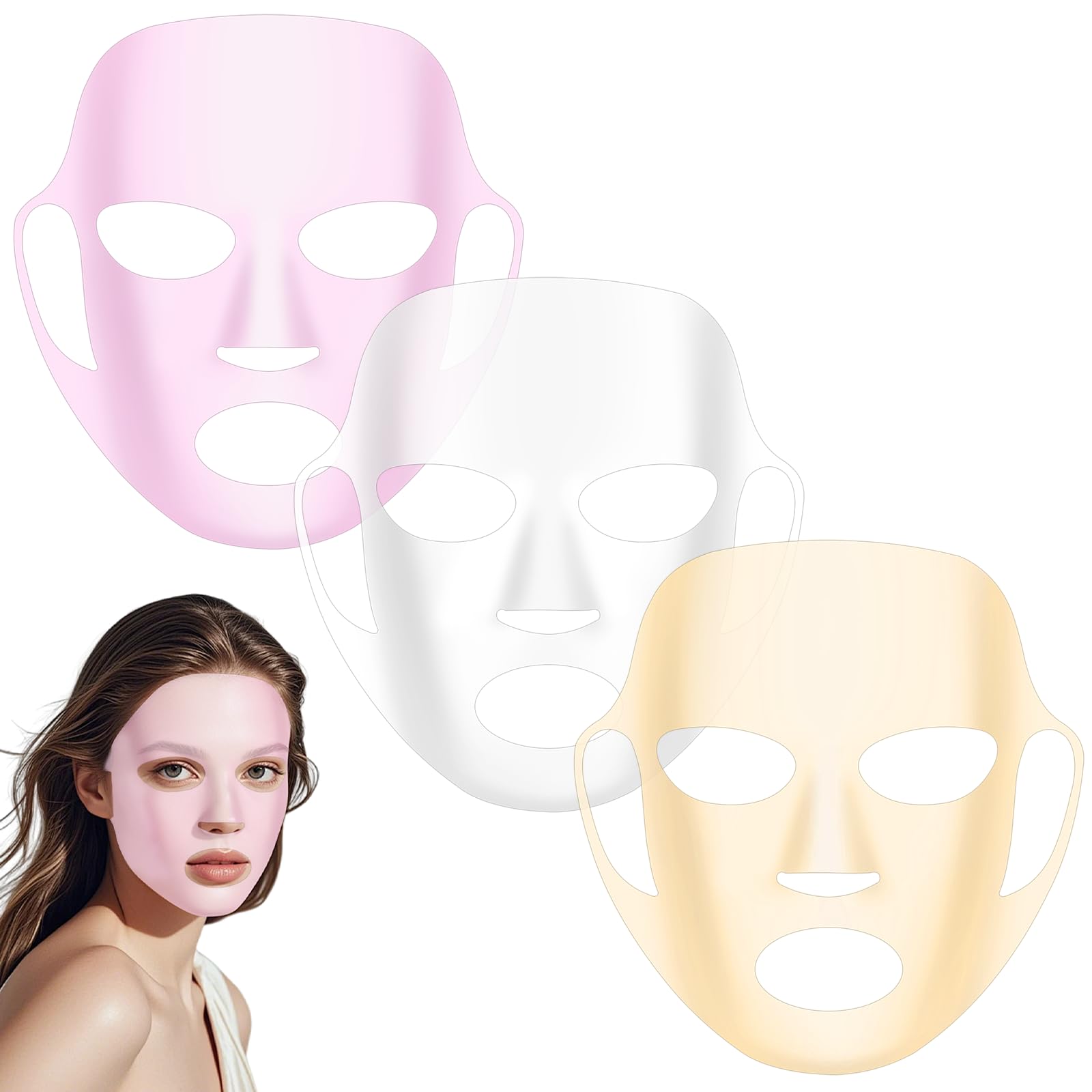 Zelphvt 3 Pack Reusable Silicone Face Mask Holder Face Mask Cover for Sheet Masks Wet Locking Avoid Evaporation Skincare Beauty 