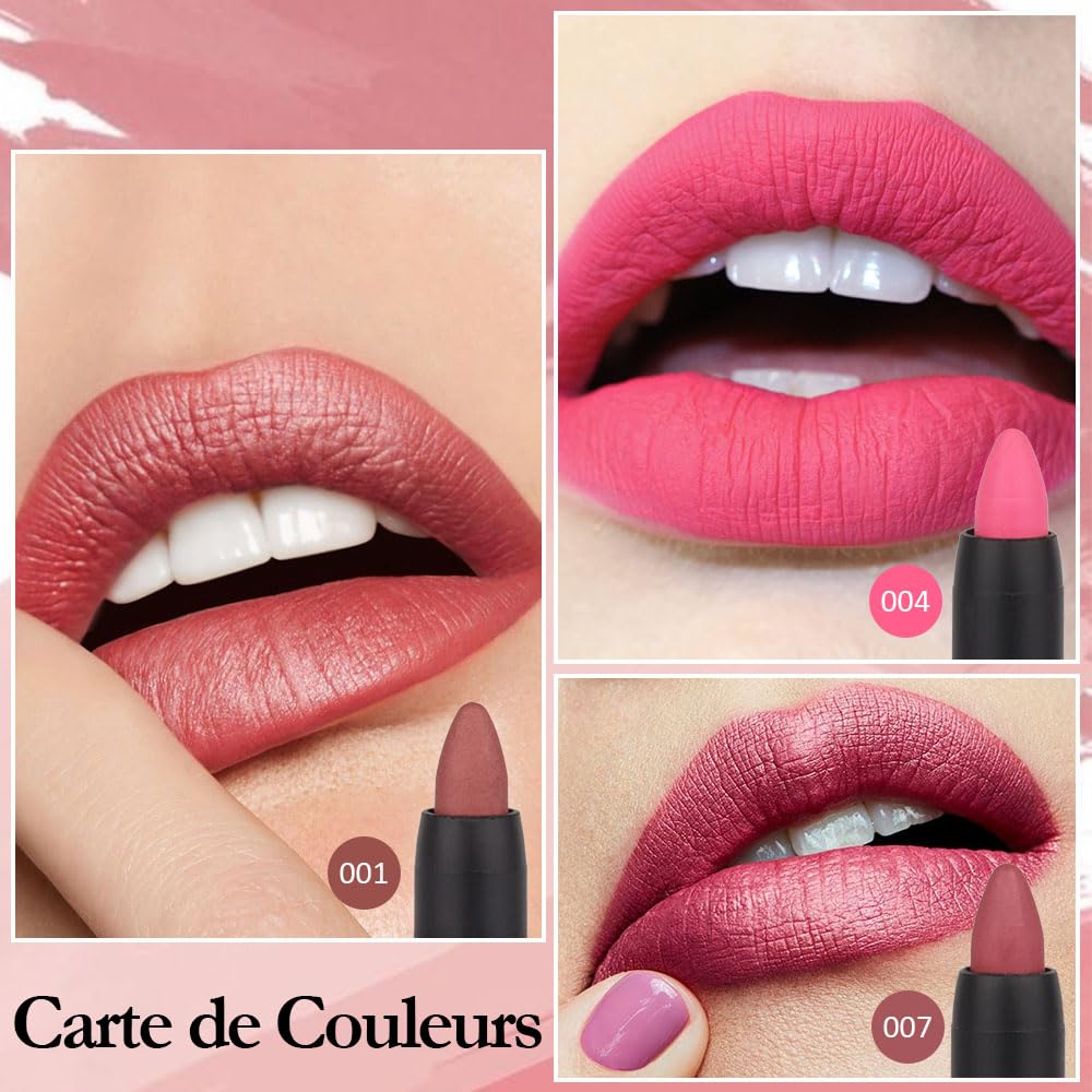Evpct 3Pcs Light Natural Pink Metallic Matte Lip Liner Pencil Crayon And Lipstick Set Long Lasting Waterproof Dnm Matching Lipst