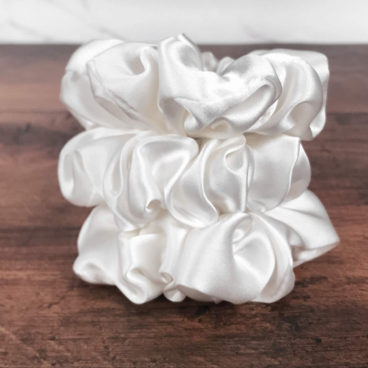 Celestial Silk Mulberry Silk Scrunchies For Hair (White)