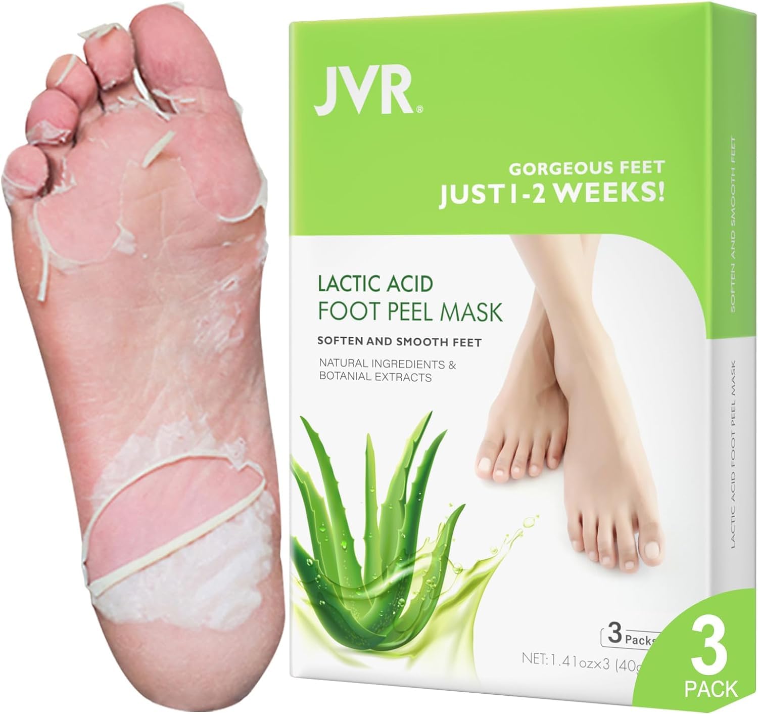 Foot Peel Mask - 3 Pairs - Exfoliating Peeling Callus Remover, Repairs Cracked Heels & Dry Skin, for Smoother and Softer Feet (A