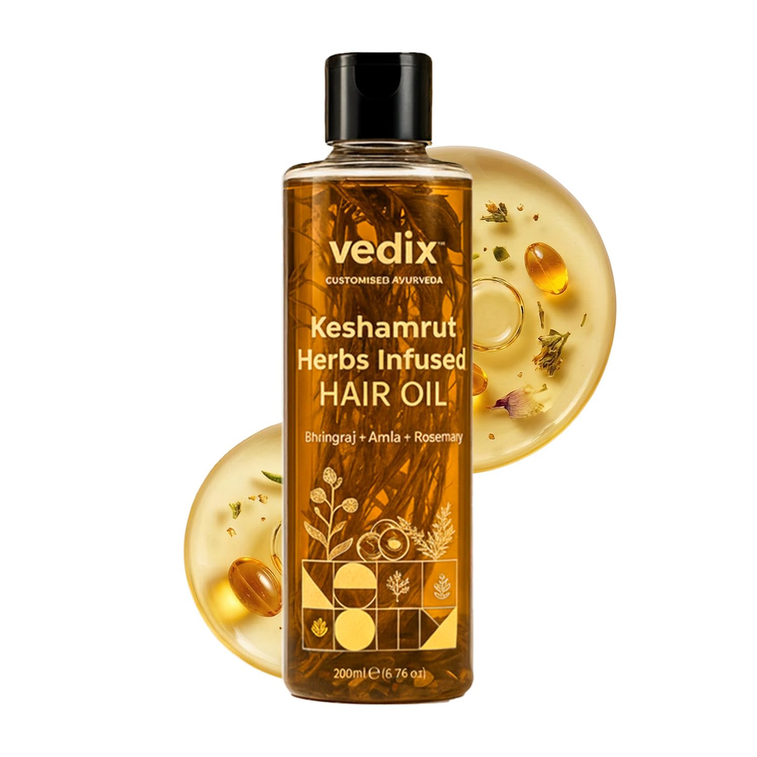 Vedix Keshamrut Herbs Infused Hair Oil For Men & Women I Control Hair Fall & Boost Hair Growth I 16+ Whole Herbs, Leaves & Flowe
