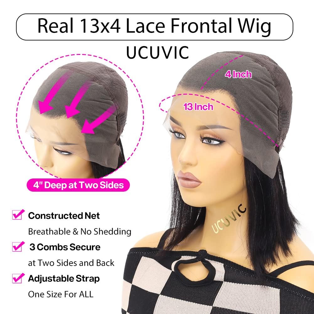 Ucuvic Bob Wig Human Hair 13X4 Hd Lace Front Bob Wigs For Black Women Human Hair Glueless Wigs Human Hair Pre Plucked Pre Cut 18