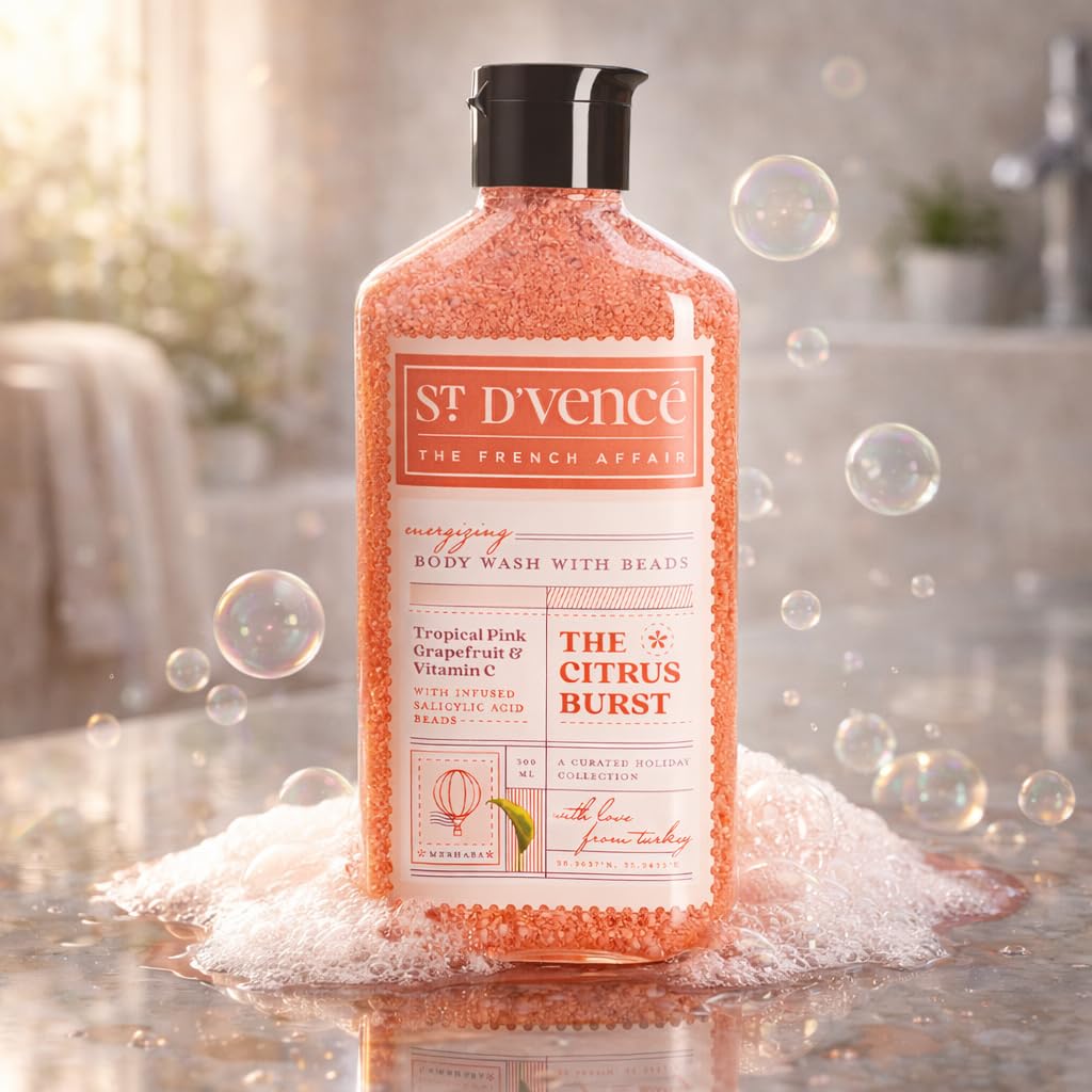 St. DVenc Citrus Burst Vitamin C Body Wash Shower Gel With Grapefruit | Brightening De Tan Body Wash For Men & Women | Sls Free
