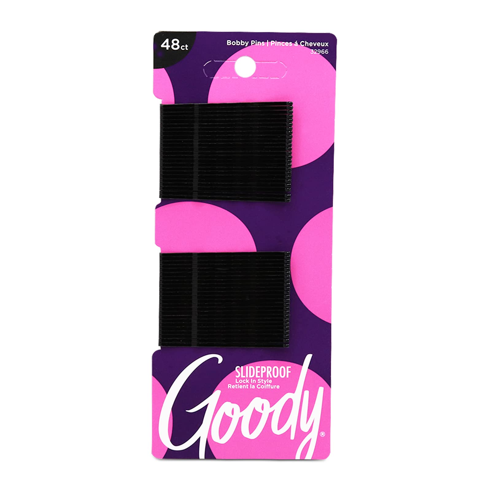 Goody Slideproof Women's Bobby Pin - 48 Count, Crimpled Black - 2 Inch Pins Help Keep Hairs In Place - Pain-Free Hair Accessorie