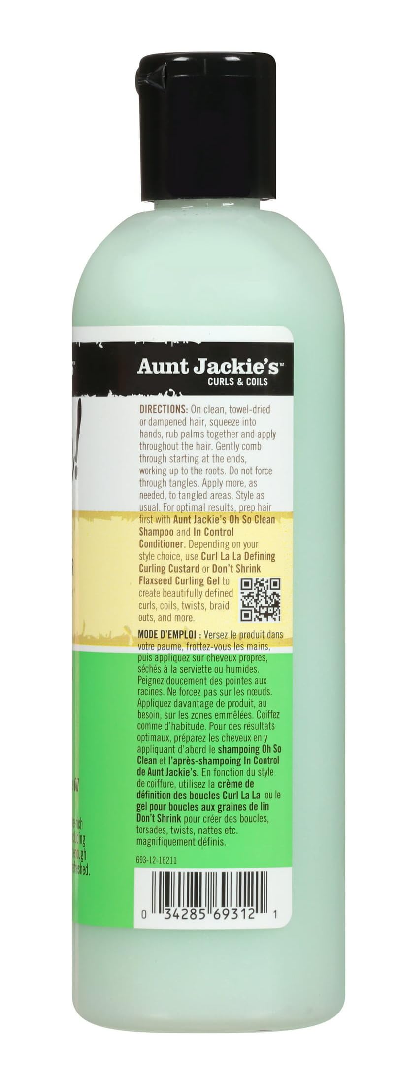 Aunt Jackie's Curls and Coils Quench Moisture Intensive Leave-In Hair Conditioner for Natural Curls, Coils and Waves, Enriched w
