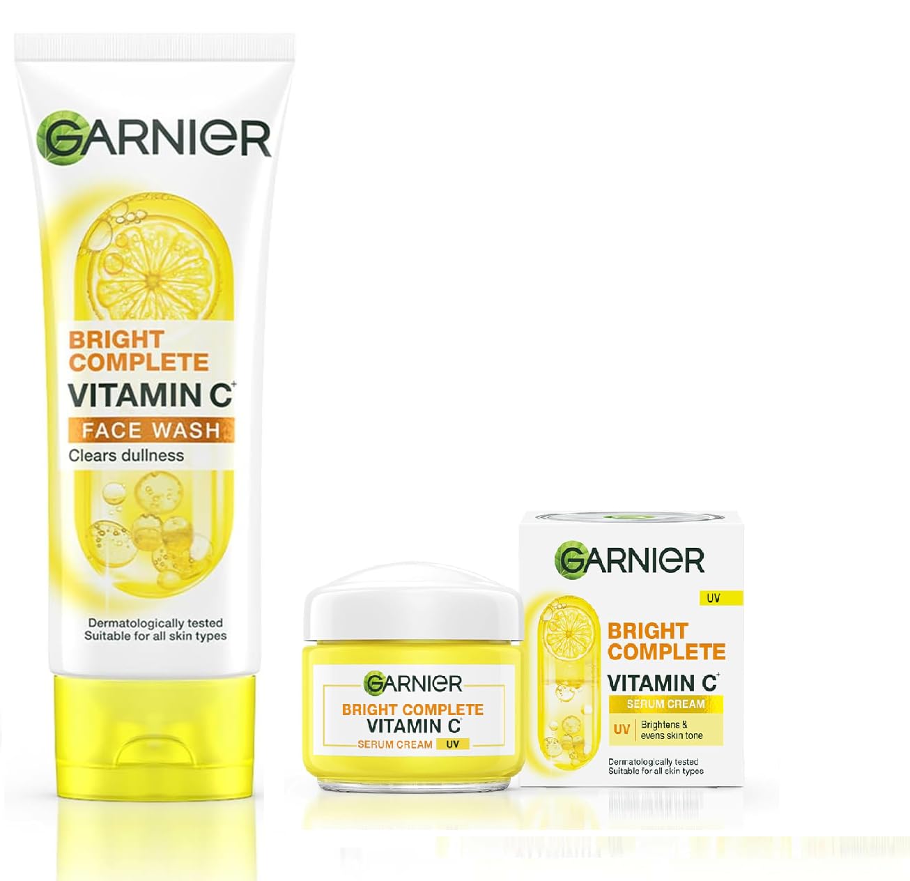 Garnier Bright Complete Vitamin C Foaming Facewash100G+Vitamin C Serum Uv Cream23G (Pack Of 2)
