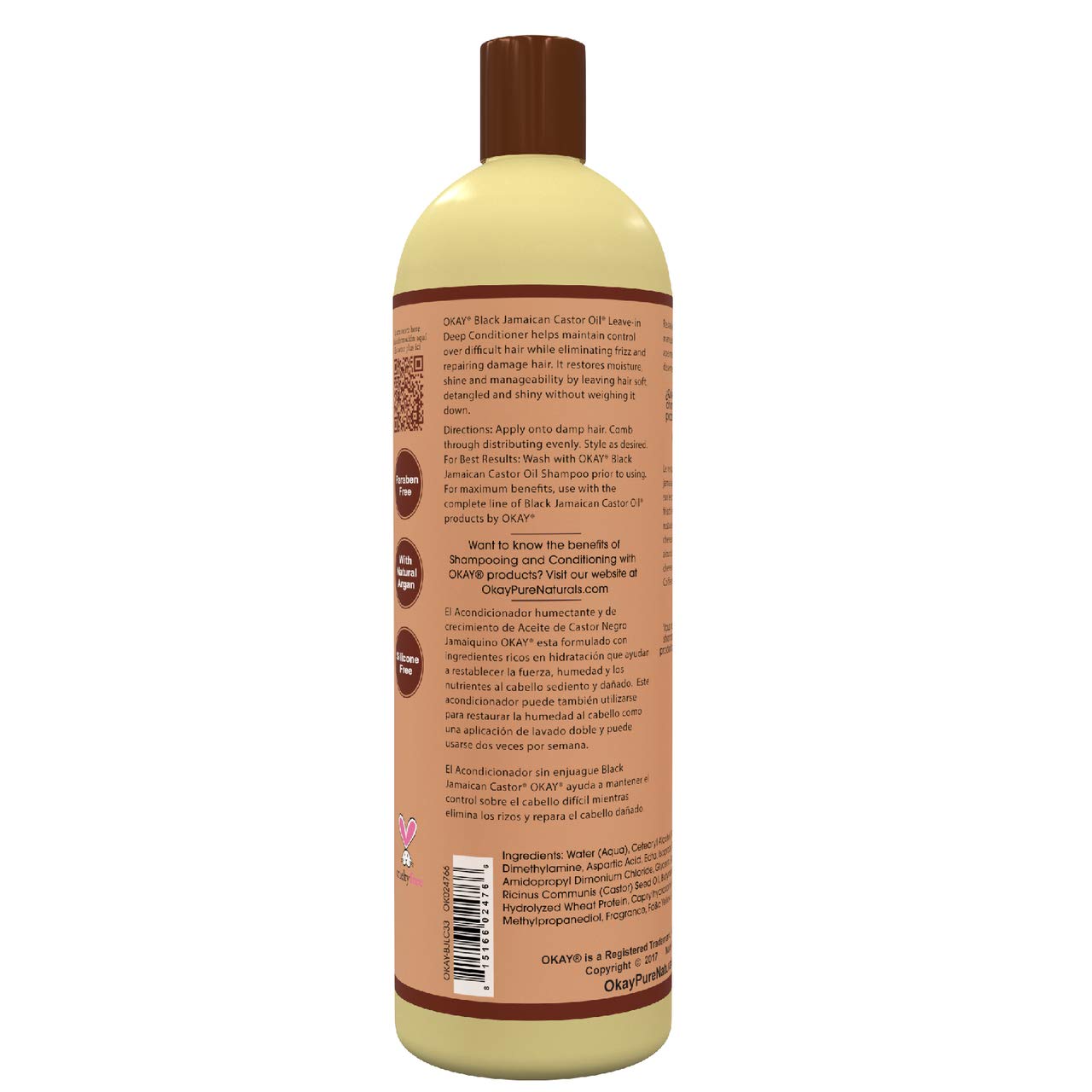 OKAY | Black Jamaican Castor Oil | Leave-In Conditioner for All Hair Types| Repair - Moisturize - Grow Healthy Hair | With Argan
