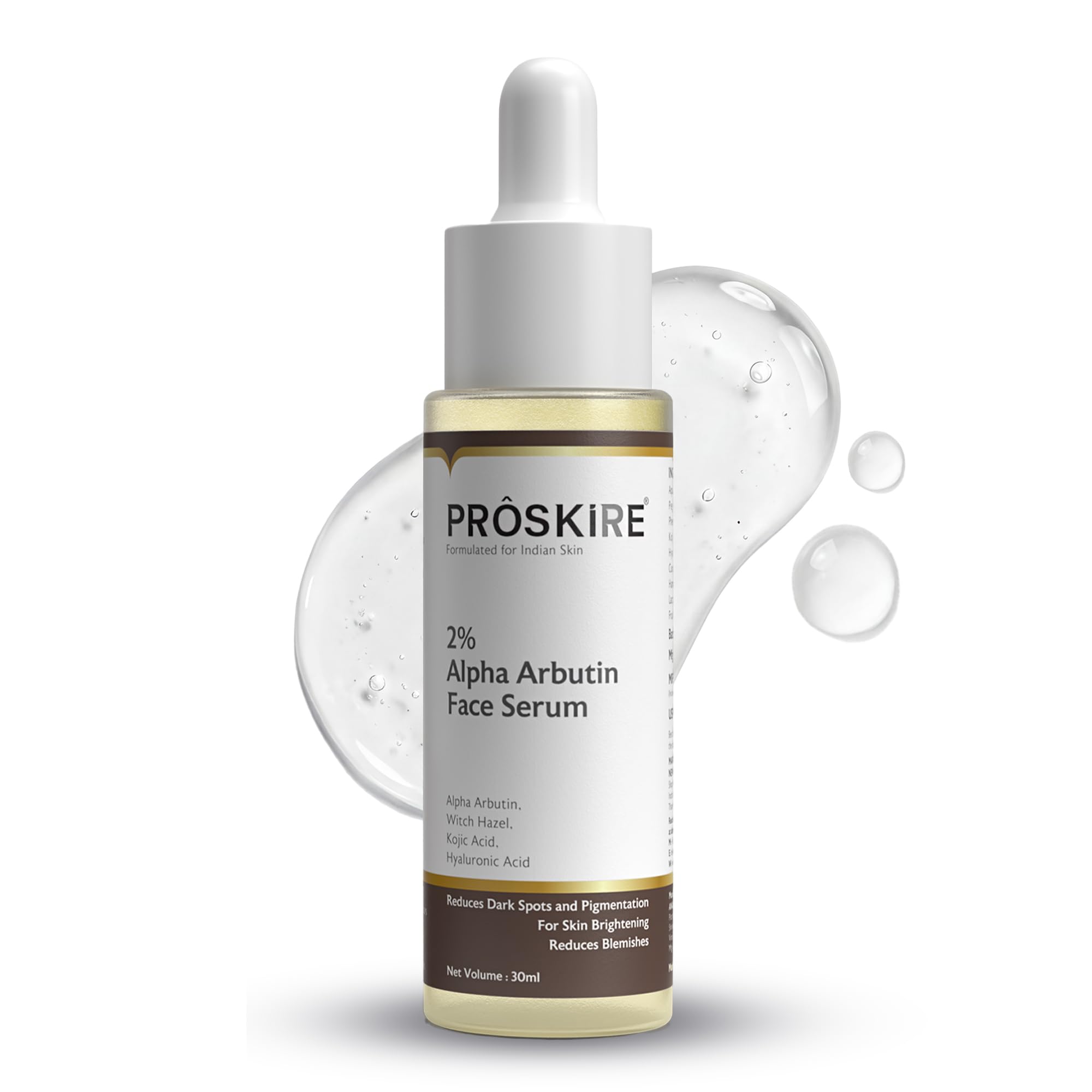 Proskire 2% Alpha Arbutin Face Serum For Dark Spot & Pigmentation Removal | Skin Brightening & Anti-Tan Serum With Kojic Acid, W