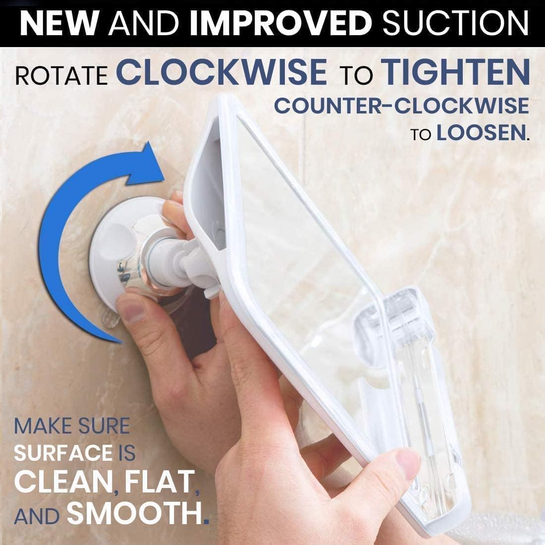Mirrorvana Shower Shaving Mirror With Dual Anti Fog - Fogless Shatterproof Surface With Razor Holder And Strong 360 Suction Cup