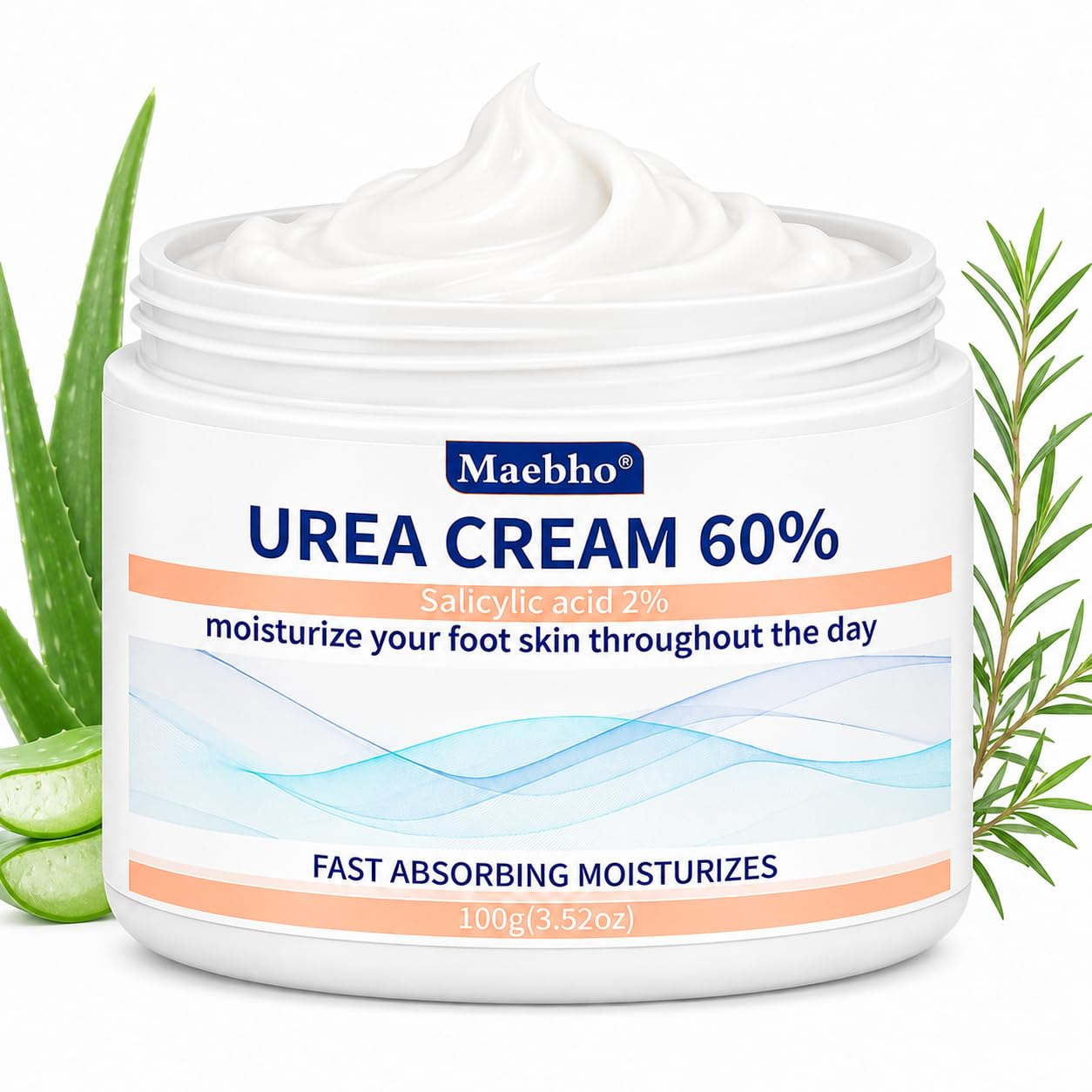 Galriva 60% Urea Cream with 2% Salicylic Acid, Moisturizing Foot Cream for Dry Skin, Hydrating Heel Care Lotion, Soft Texture Fo