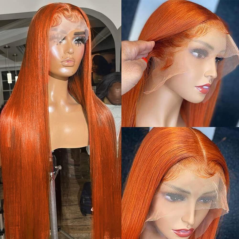 Flady Ginger Wig Ginger Orange Lace Front Wigs Human Hair Pre Plucked Straight Hd Lace Frontal Human Hair Wigs For Black Women C