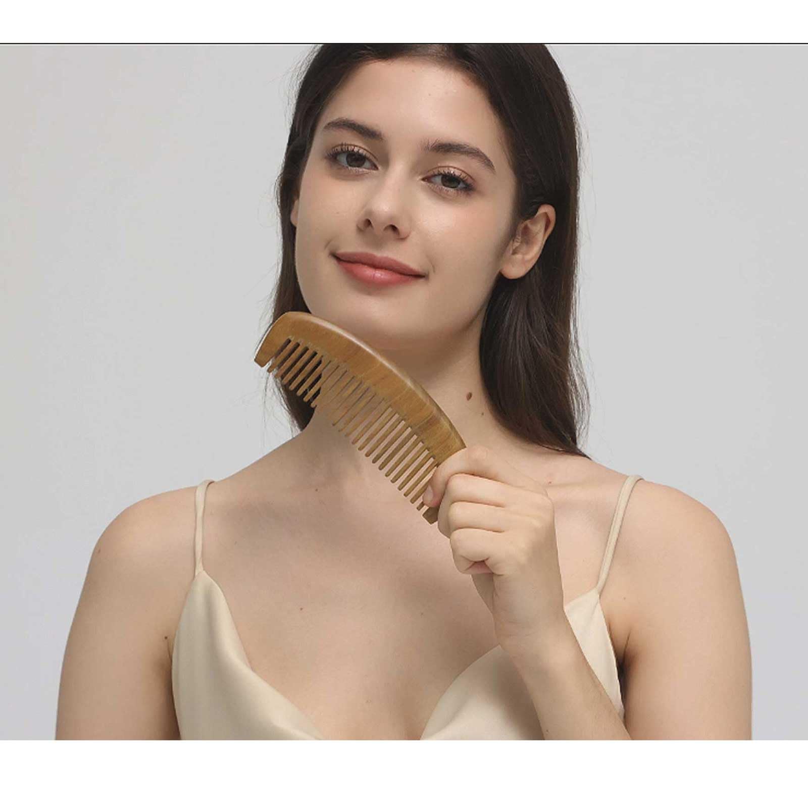 Moreinday Wooden Comb For Women Hair Growth, Wide Tooth For Curly Hair, Labor Comb 2 Pack- Sandalwood