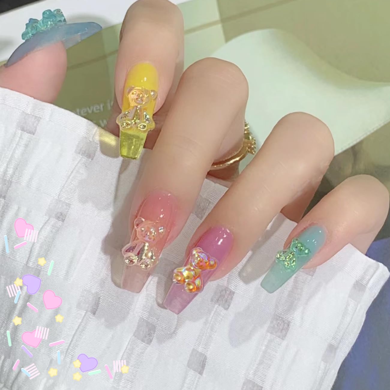 3D Mix Assorted Color Nail Charms Acrylic Multi Cute Nail Art Charms Hollow Candy Jewelry Nail Supplies For Nail Art Design Diy